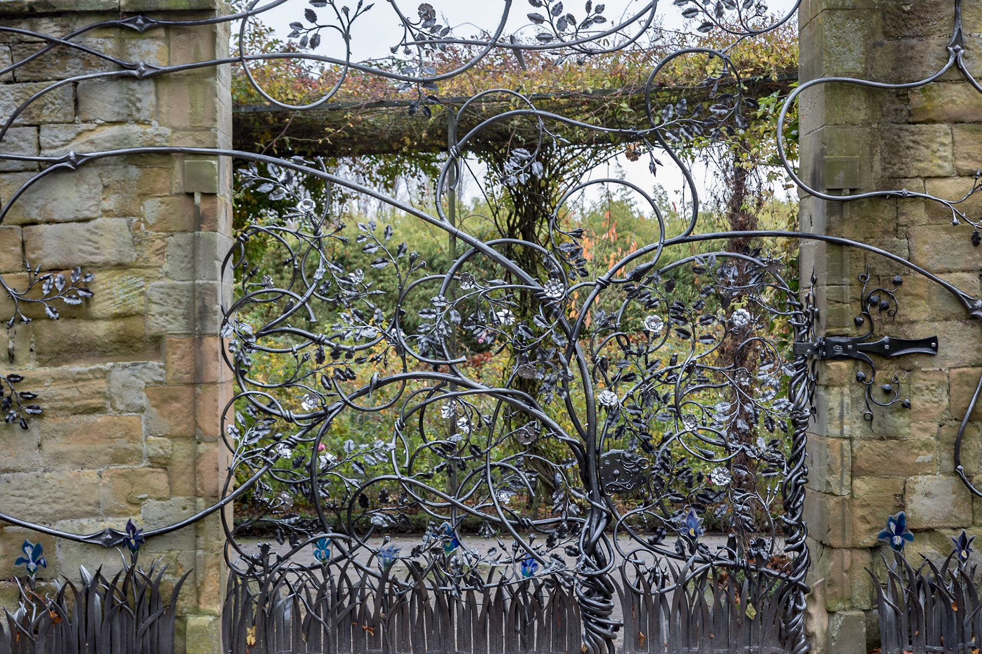 Ornate fence at the castle garden, Alnwick Castle.