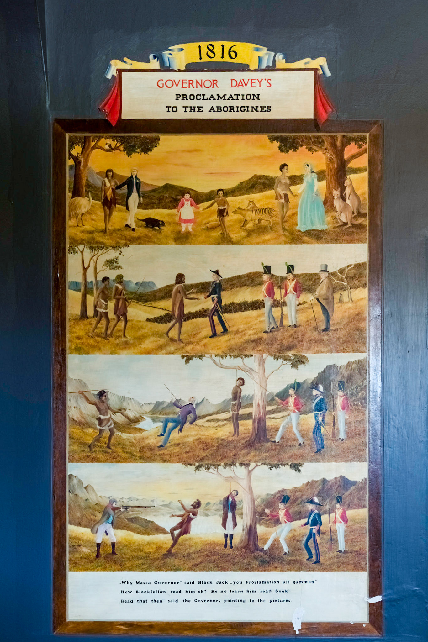 Evandale's Clarendon Hotel; a series of murals of historic themes, painted by Arne Brewster.