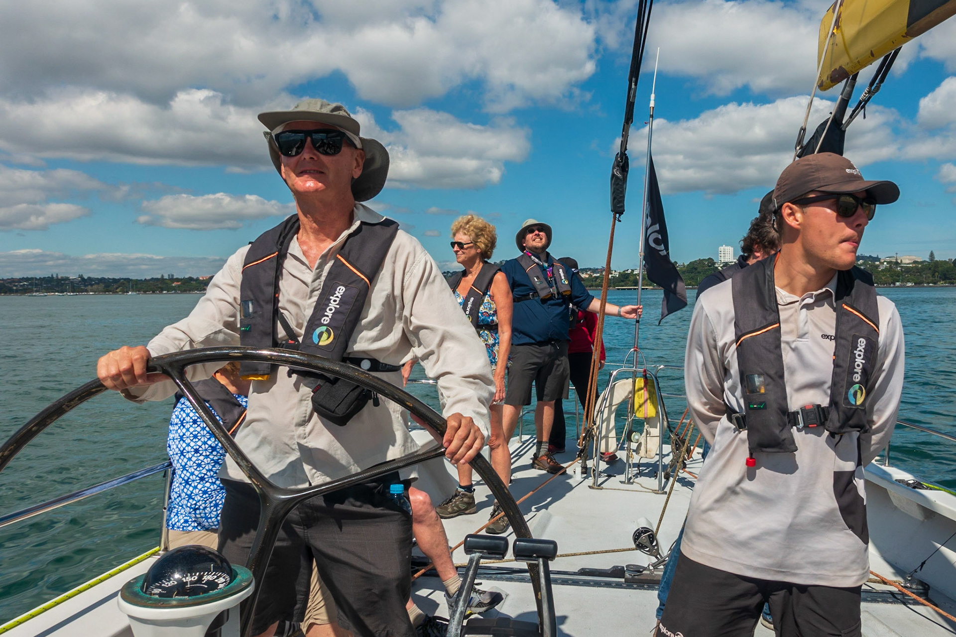 America's Cup yacht sailing on Auckland harbour