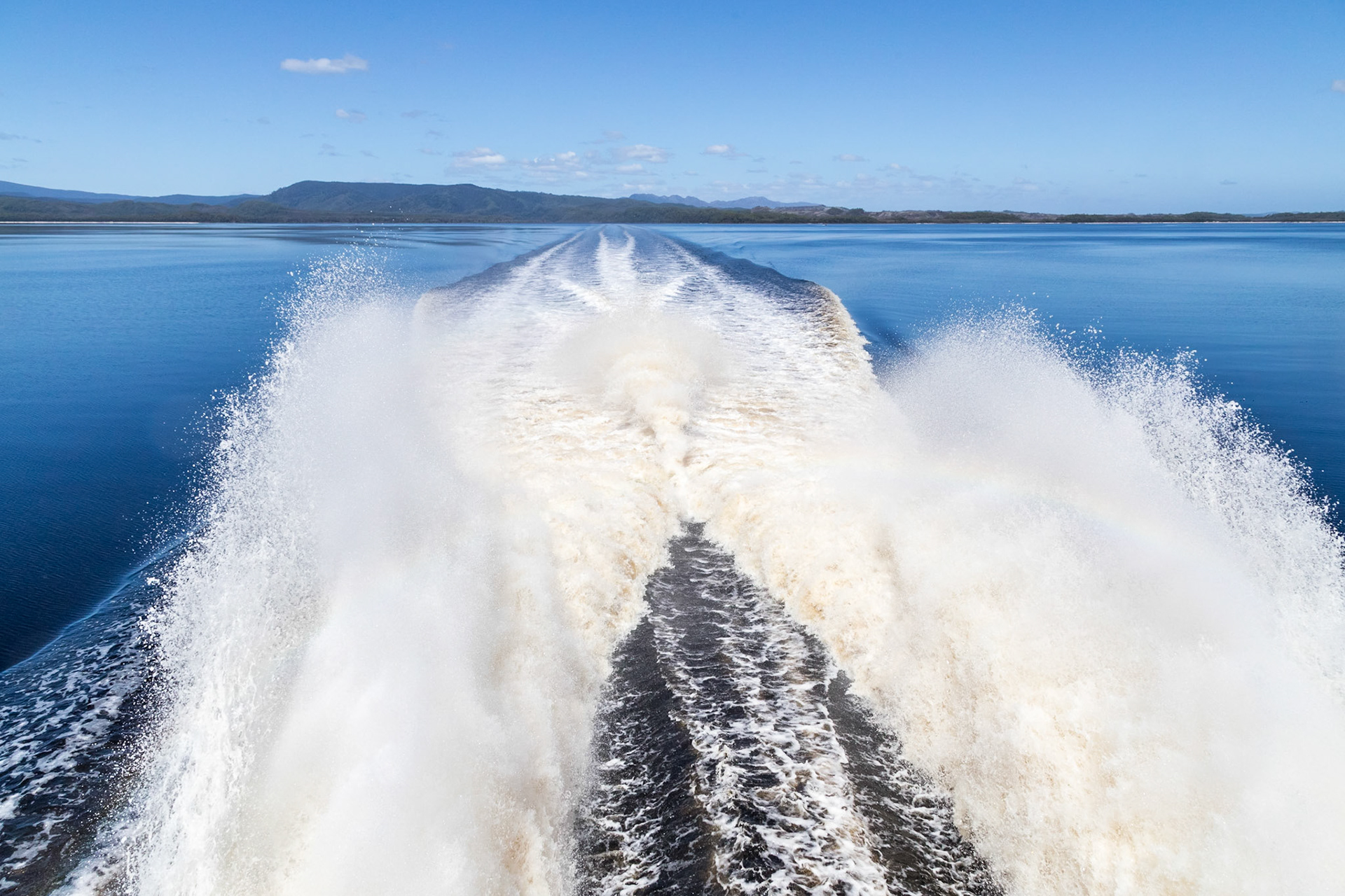 Speeding back to port; 'Harbour Master' on waters of Macquarie Harbour