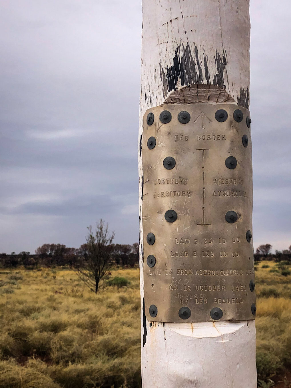 Beadell NT/WA border marker on the Kintore - Kiwirrkurra Road