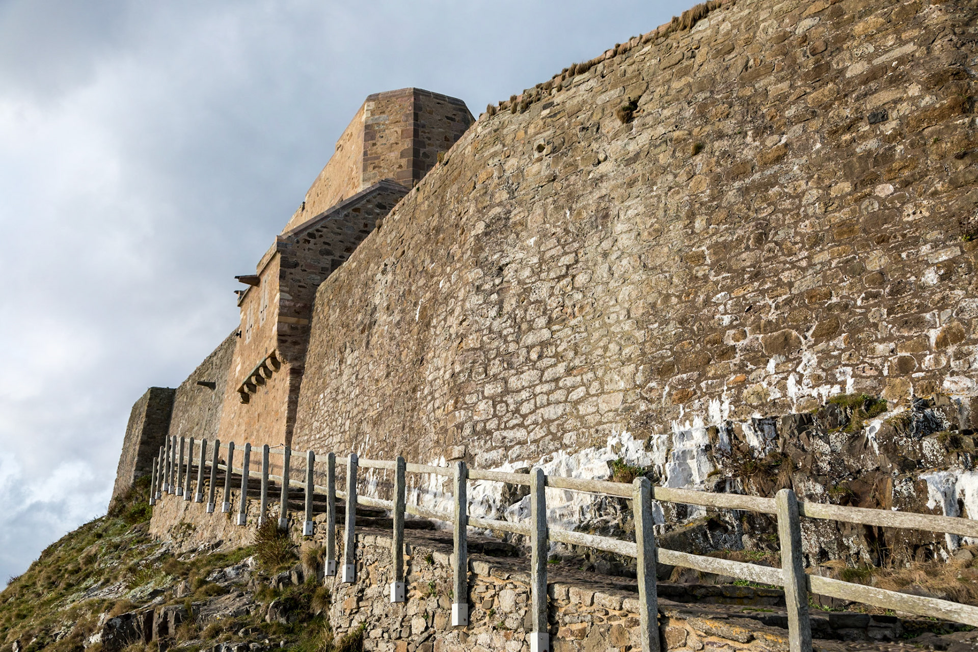 Stepped pathway up to Lindisfarne Castle