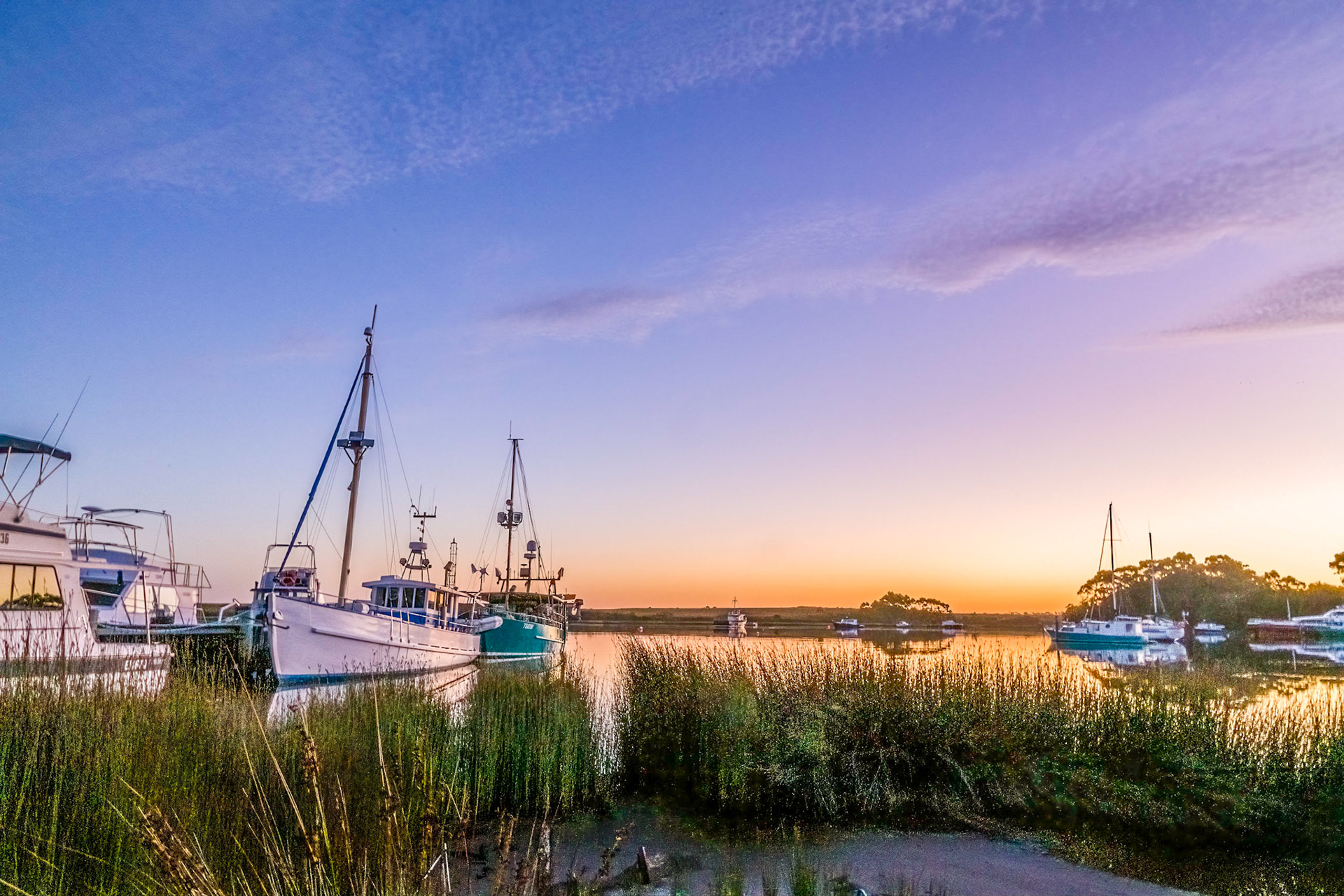 Dusk at Mill Bay Moorings, Strahan