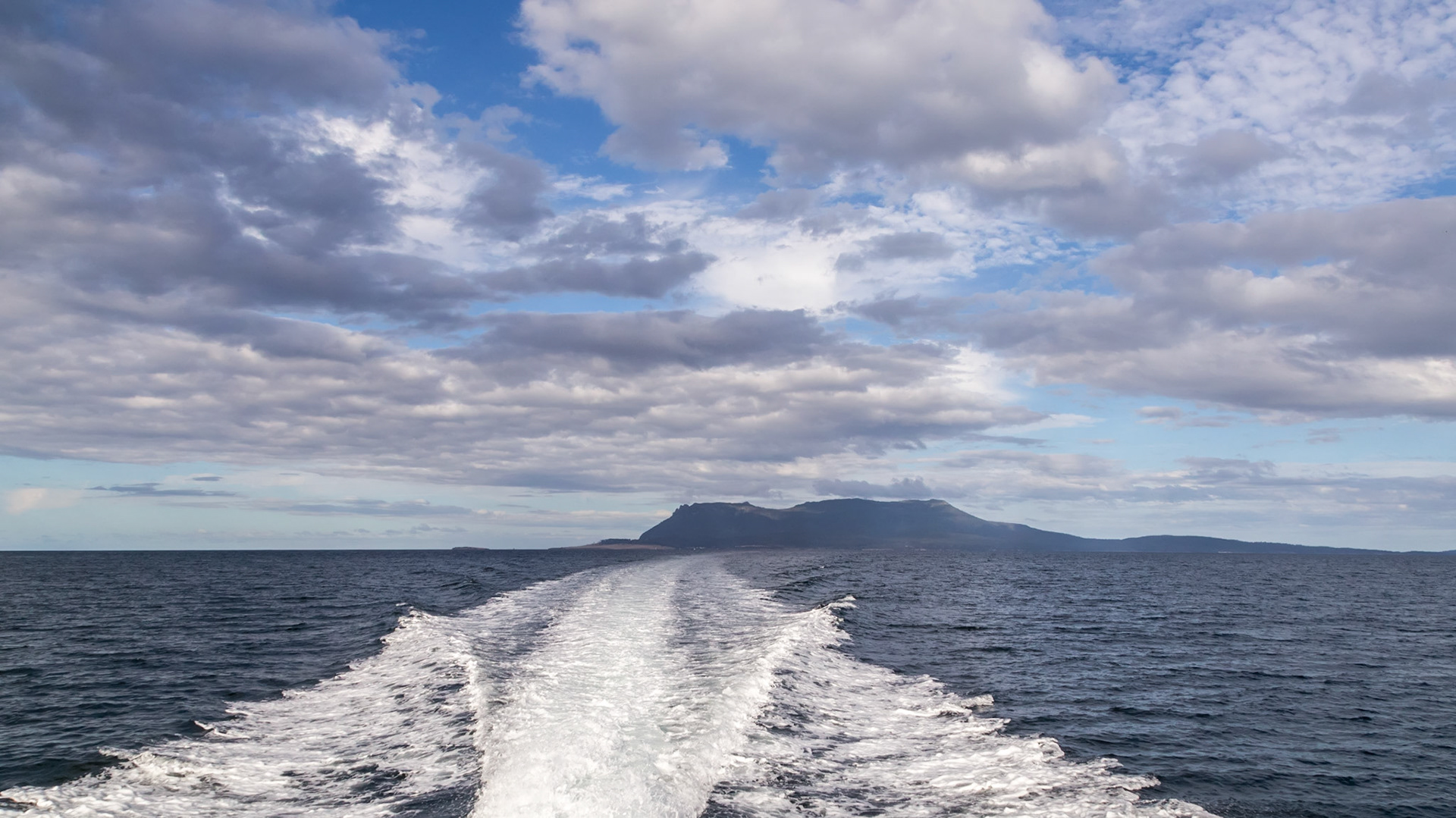 Returning to Triabunna, looking back to Maria Island