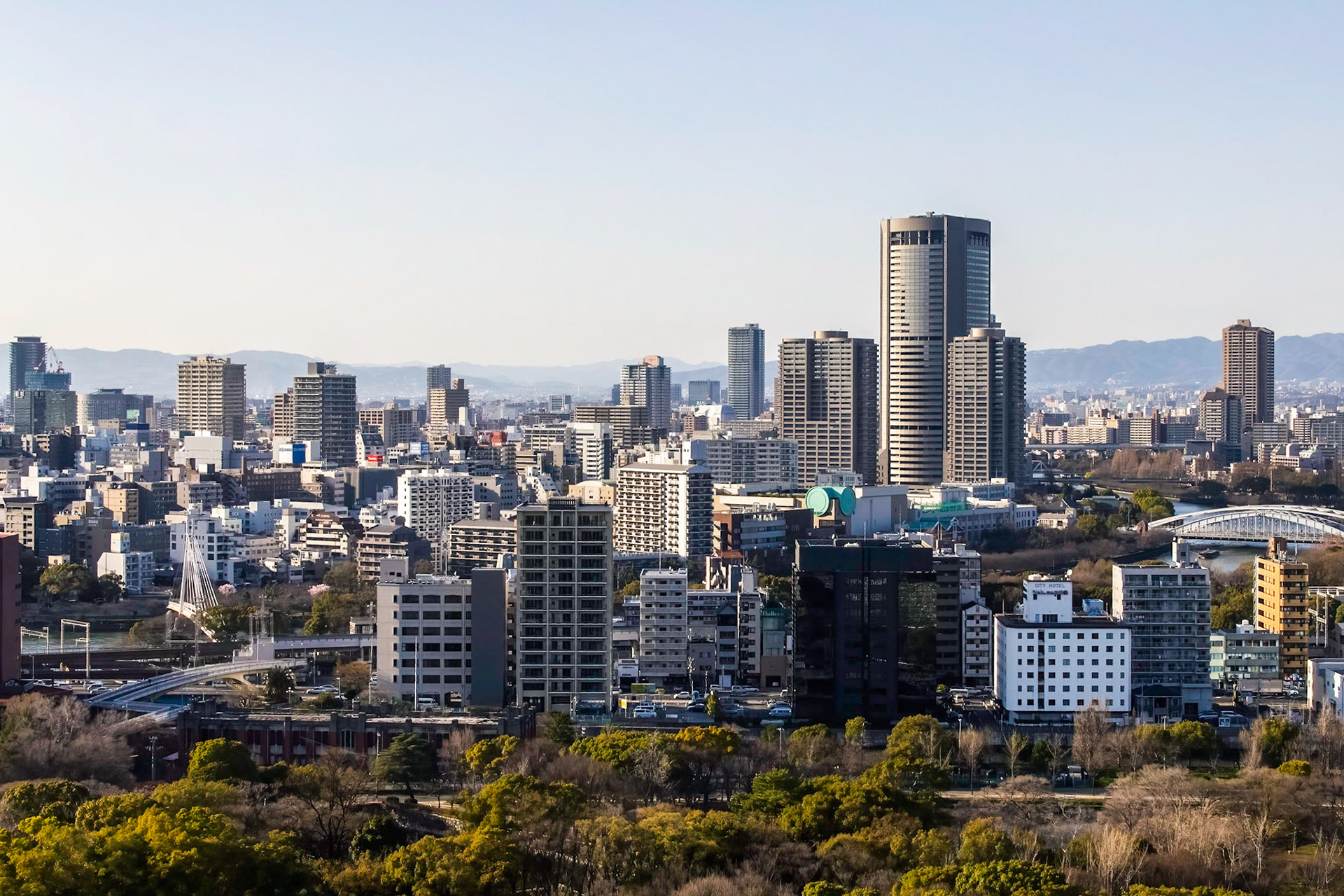 View of the city from the Main Tower, Osaka Castle