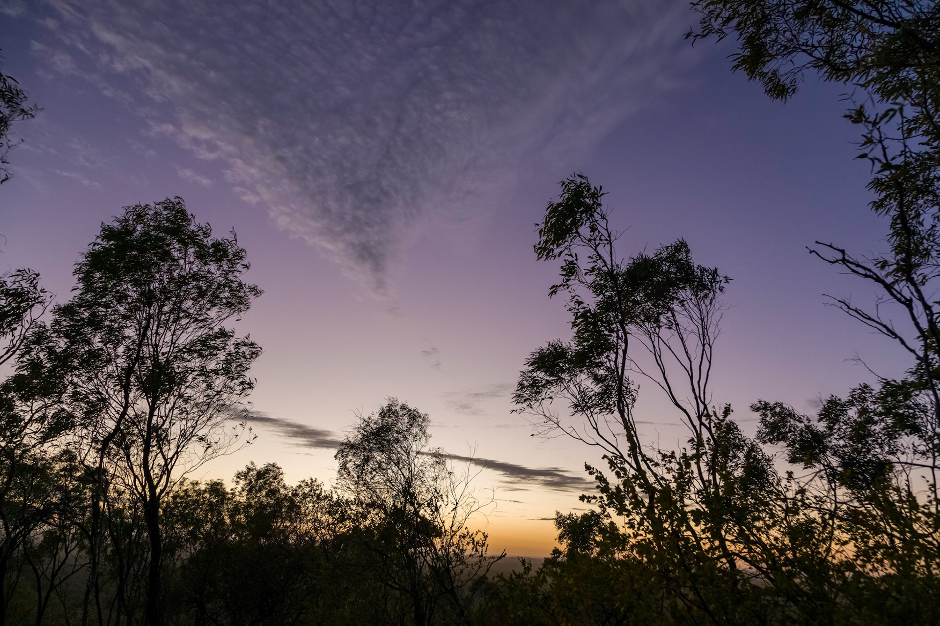Sunrise from Russell's Lookout. Pre-dawn hike to Russell's Lookout, 4.5km return  (Grade 3 difficulty).