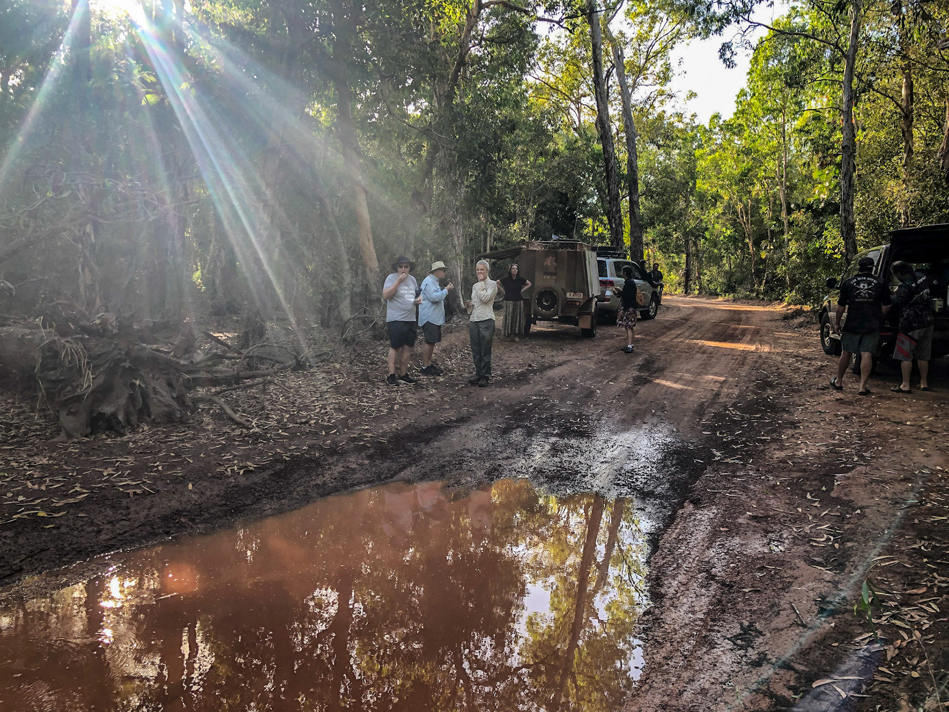 Snack break at the Murgenella Road, Waulk Creek crossing.