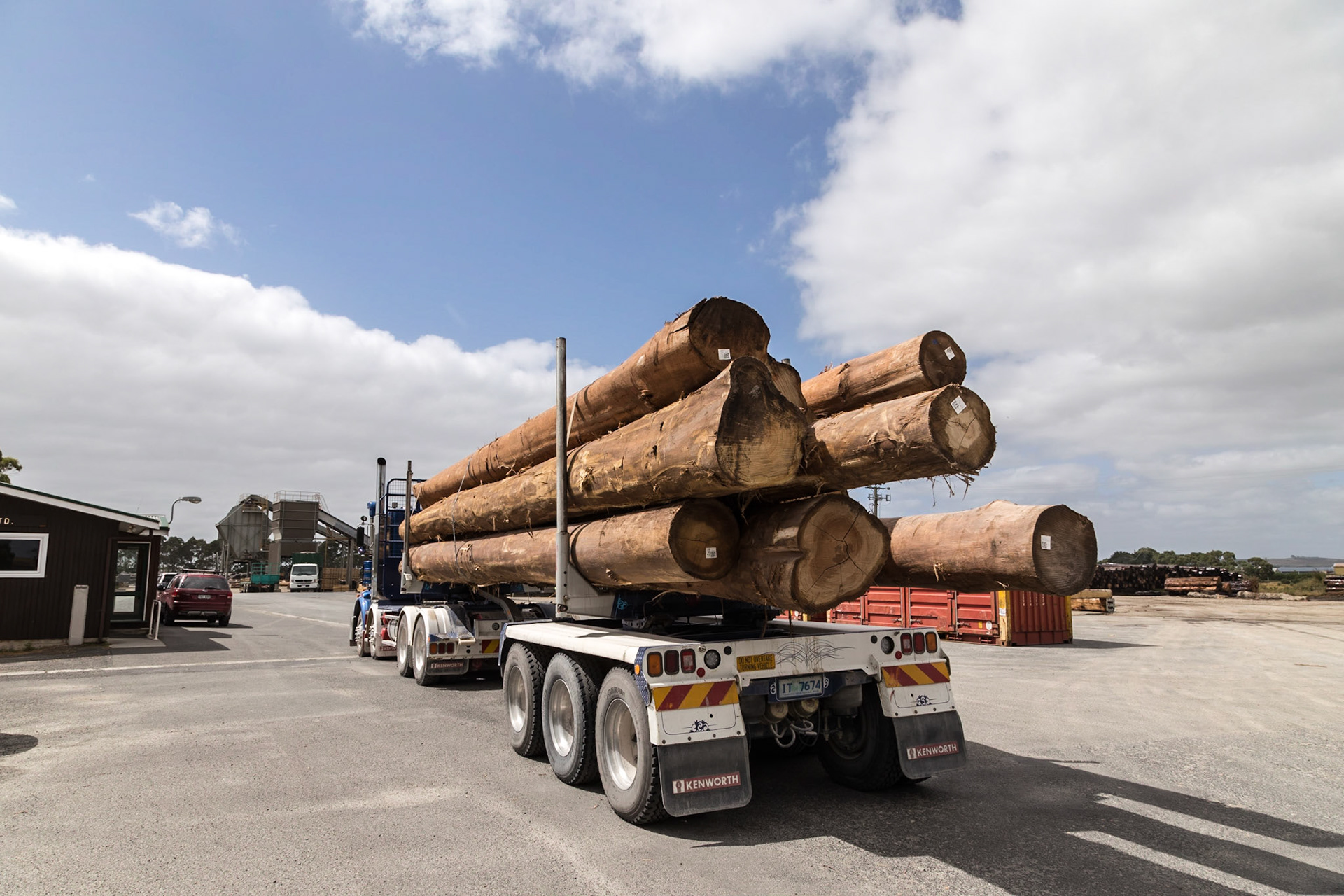 Logs from the forest. Britton Timbers Sawmill, Smithton.