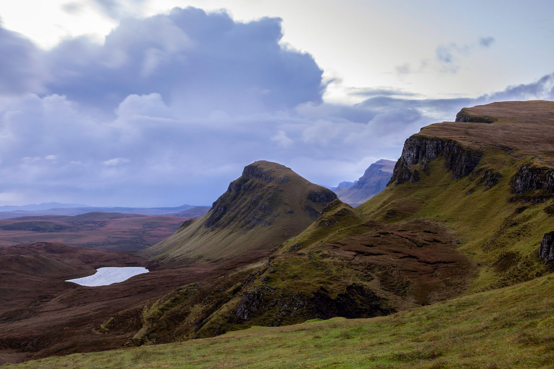 Vainly waiting for a brilliant sunrise over The Quiraing, far north of the Isle of Skye