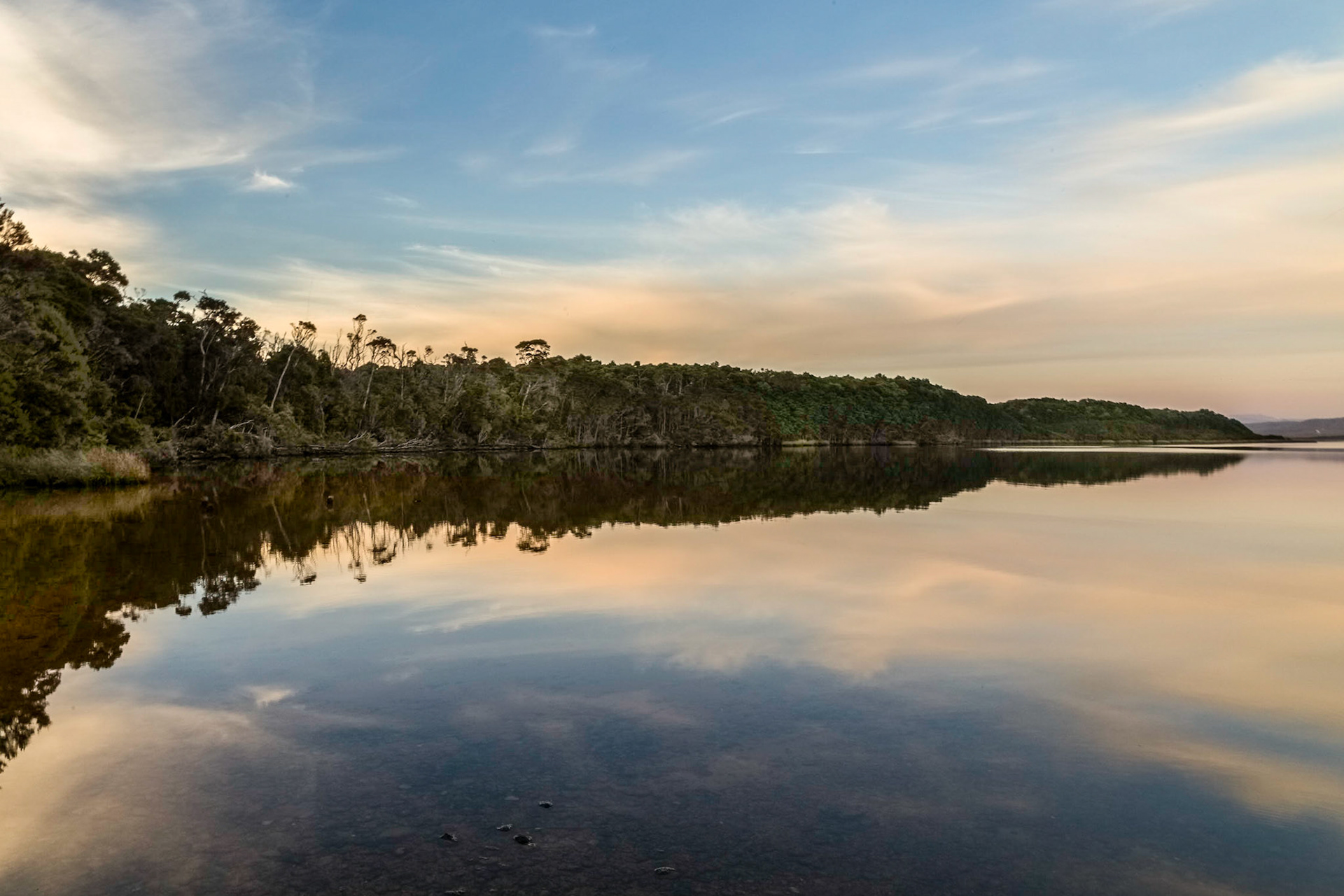 Macquarie Harbour near to the Macquarie Heads campgrounds.