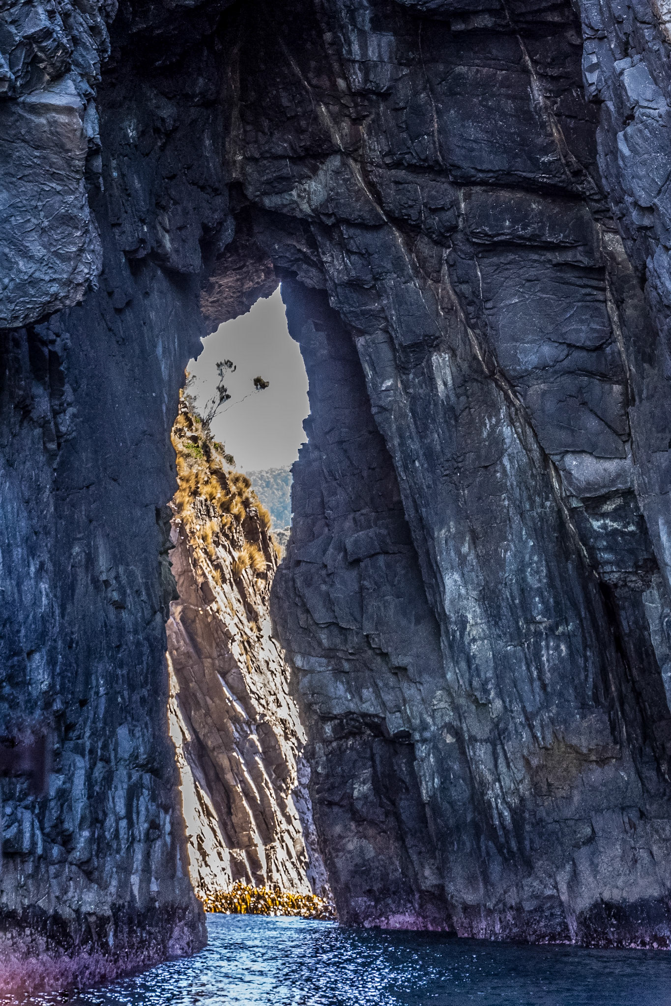 Keyhole Cliff.  On the coast of the South Bruny National Park
