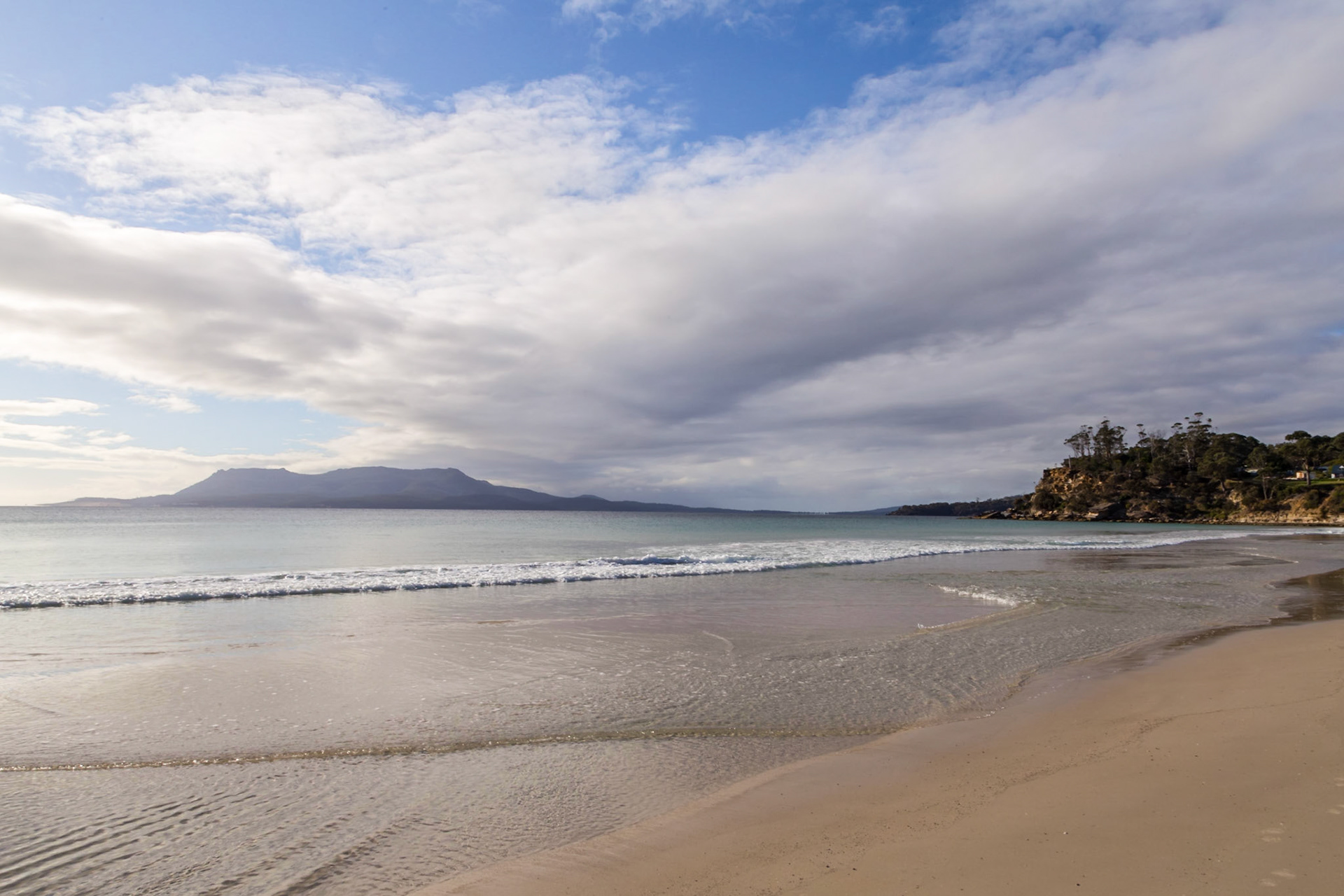 Orford. View across Mercury Passage from Spring Beach to Maria Island