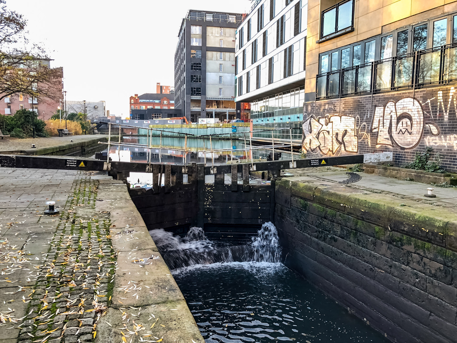 One of the many canal locks on the Rochdale Canal