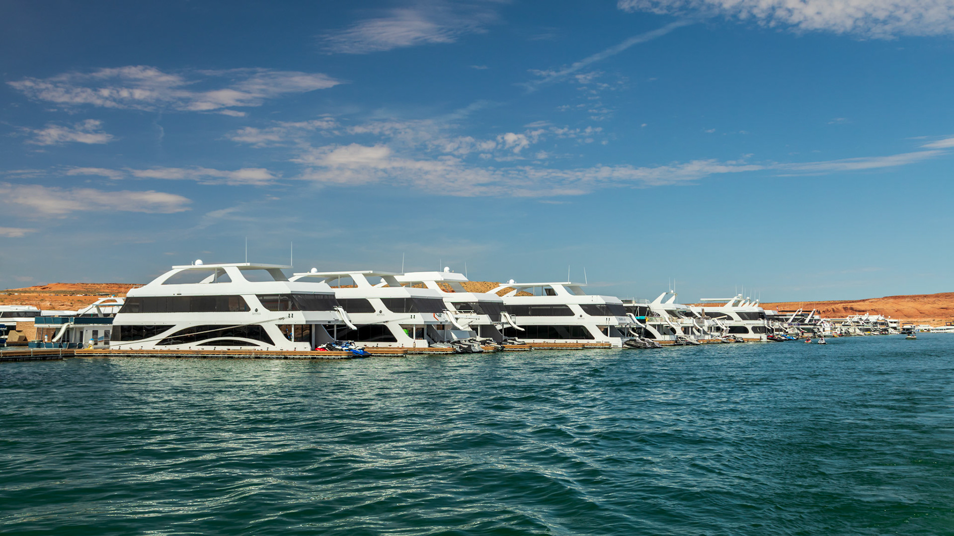 Some of the boats at Antelope Point Mariina, AZ