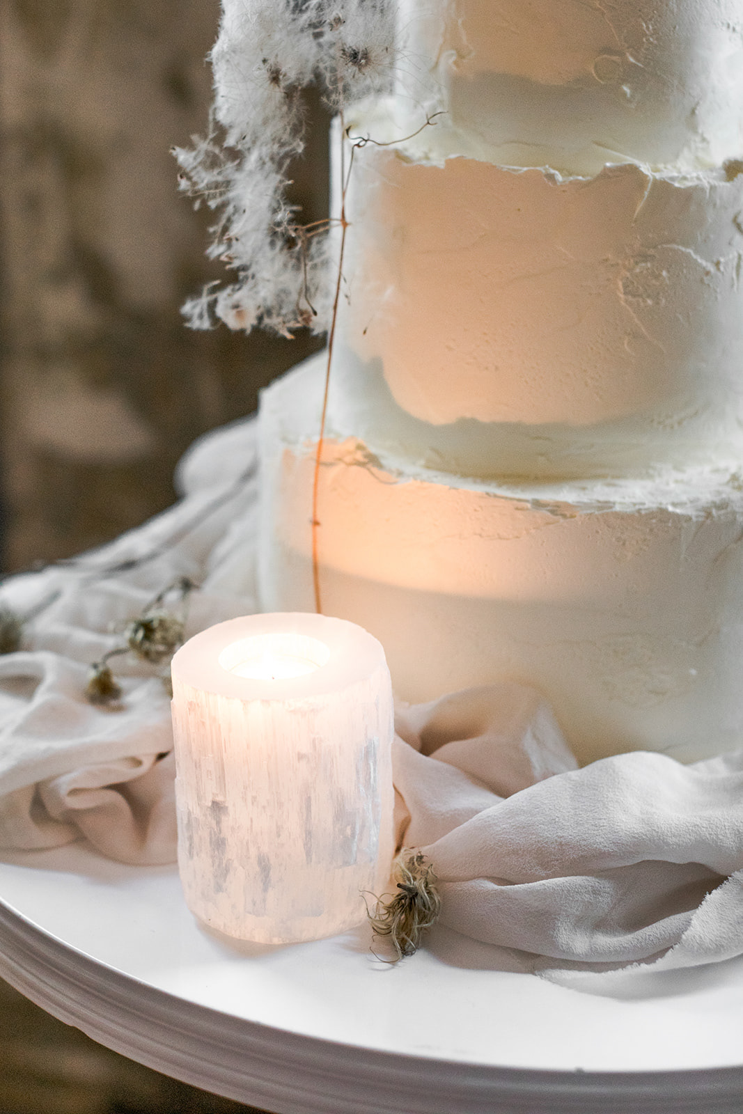 Selenite tea light holder