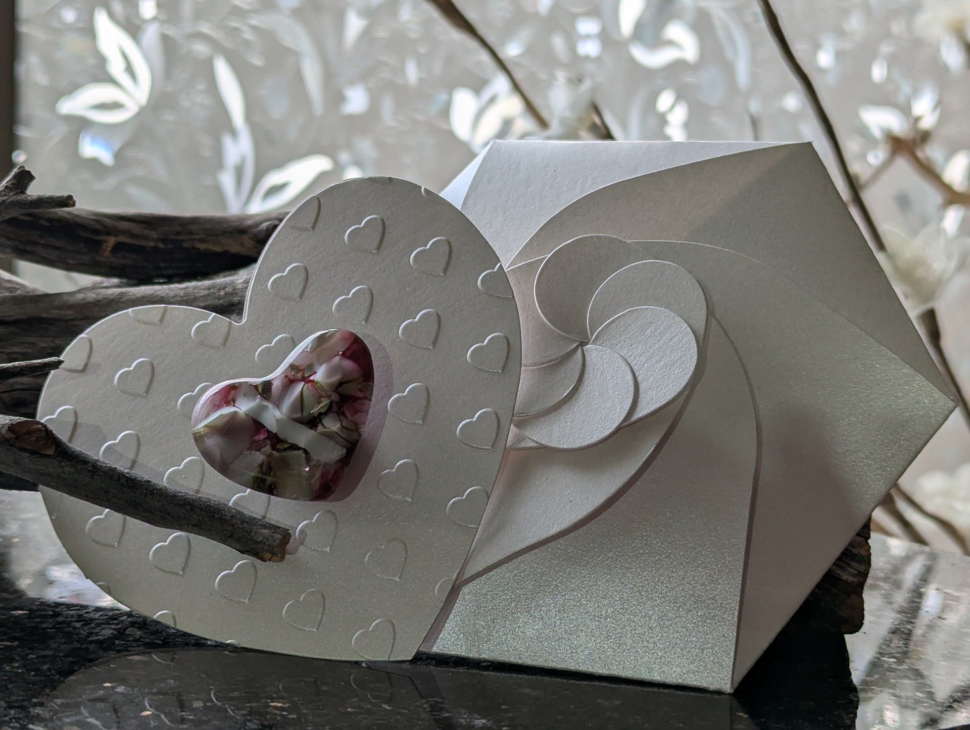 Glass Heart Magnet/Keepsake Card with Spiral Envelope