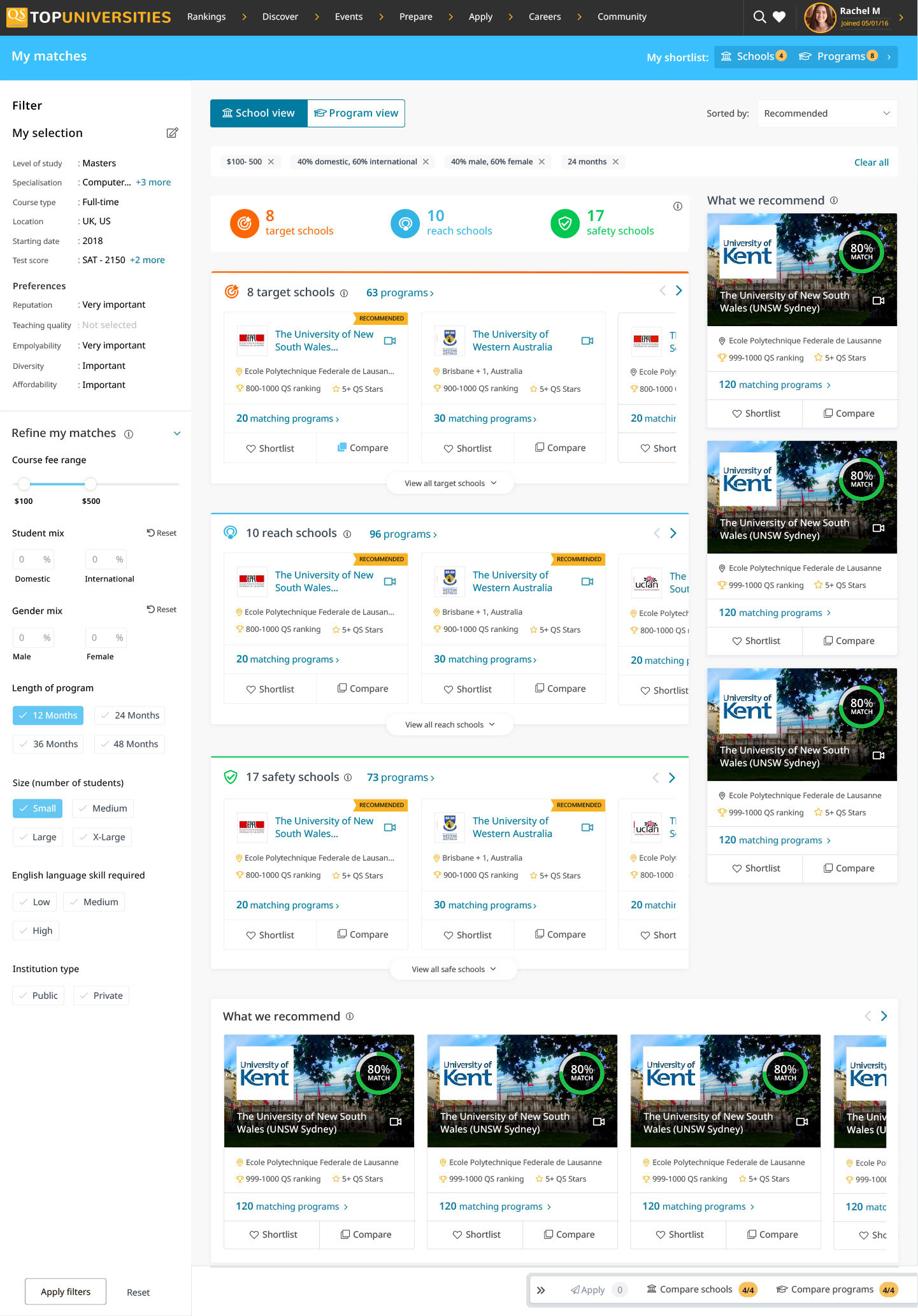 Results screen - Desktop