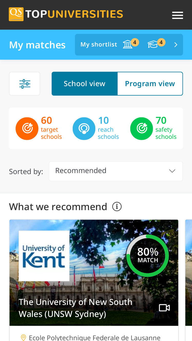 Results screen - Mobile