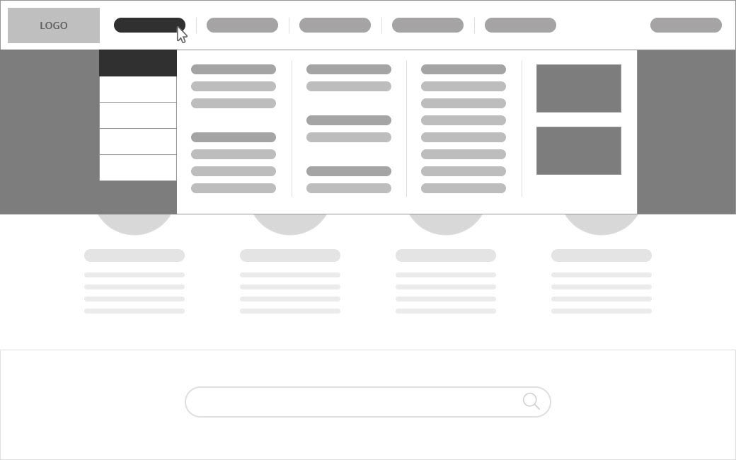 Low-fi: Mega-menu - Desktop