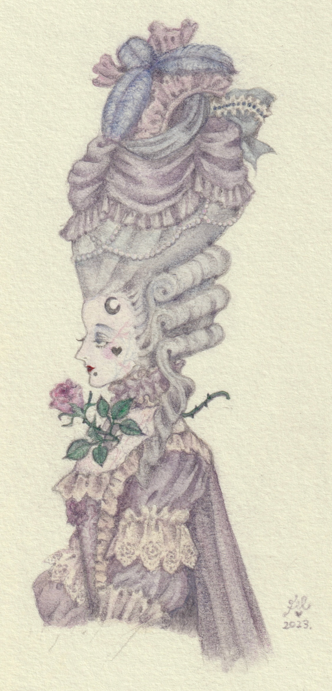 lLe cœur du style rococo(2023)水彩絵具、色鉛筆