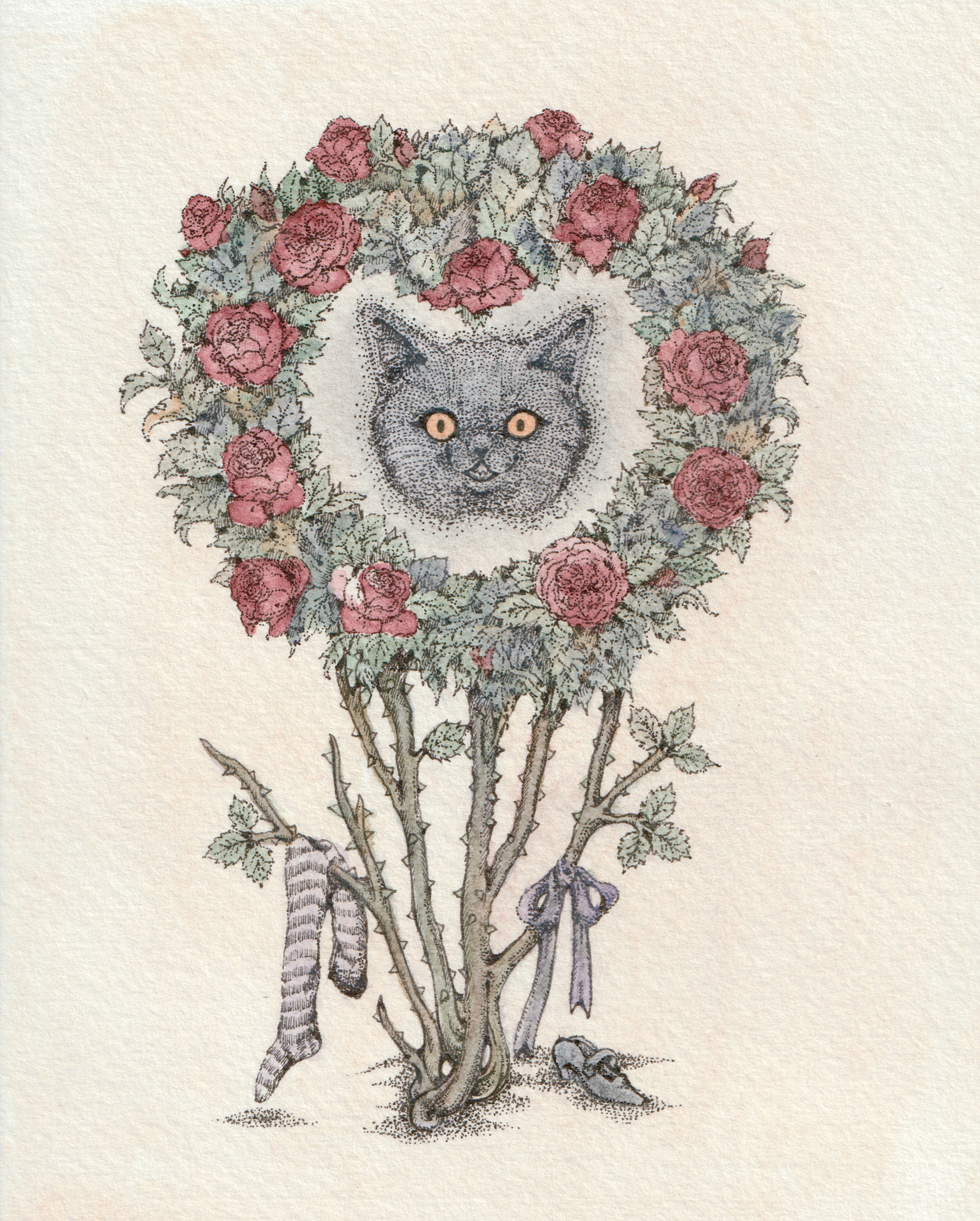 チェシャ猫 The Cheshire cat (2024)ペン、水彩絵具