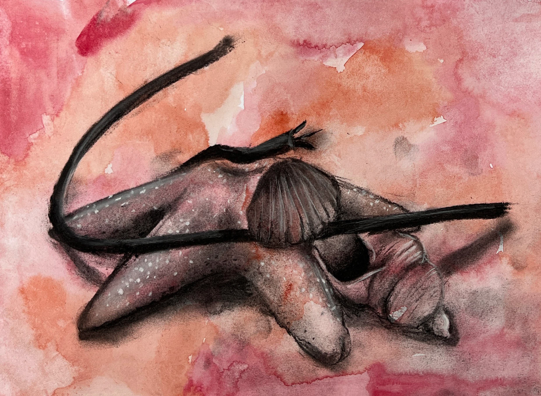 "Untitled" Charcoal and Chalk Pastel and Watercolour on Paper