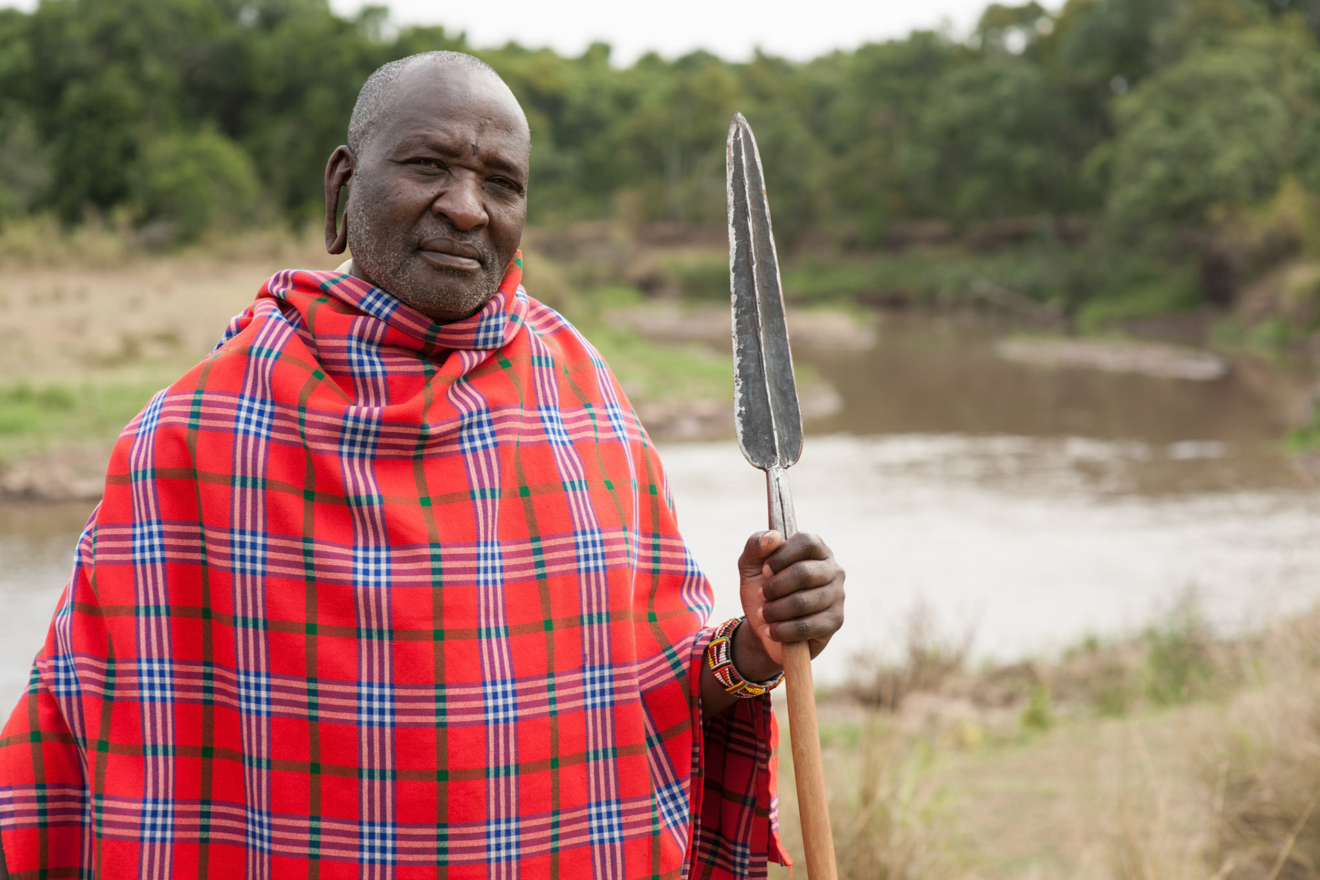 Maasai warrior with spear.