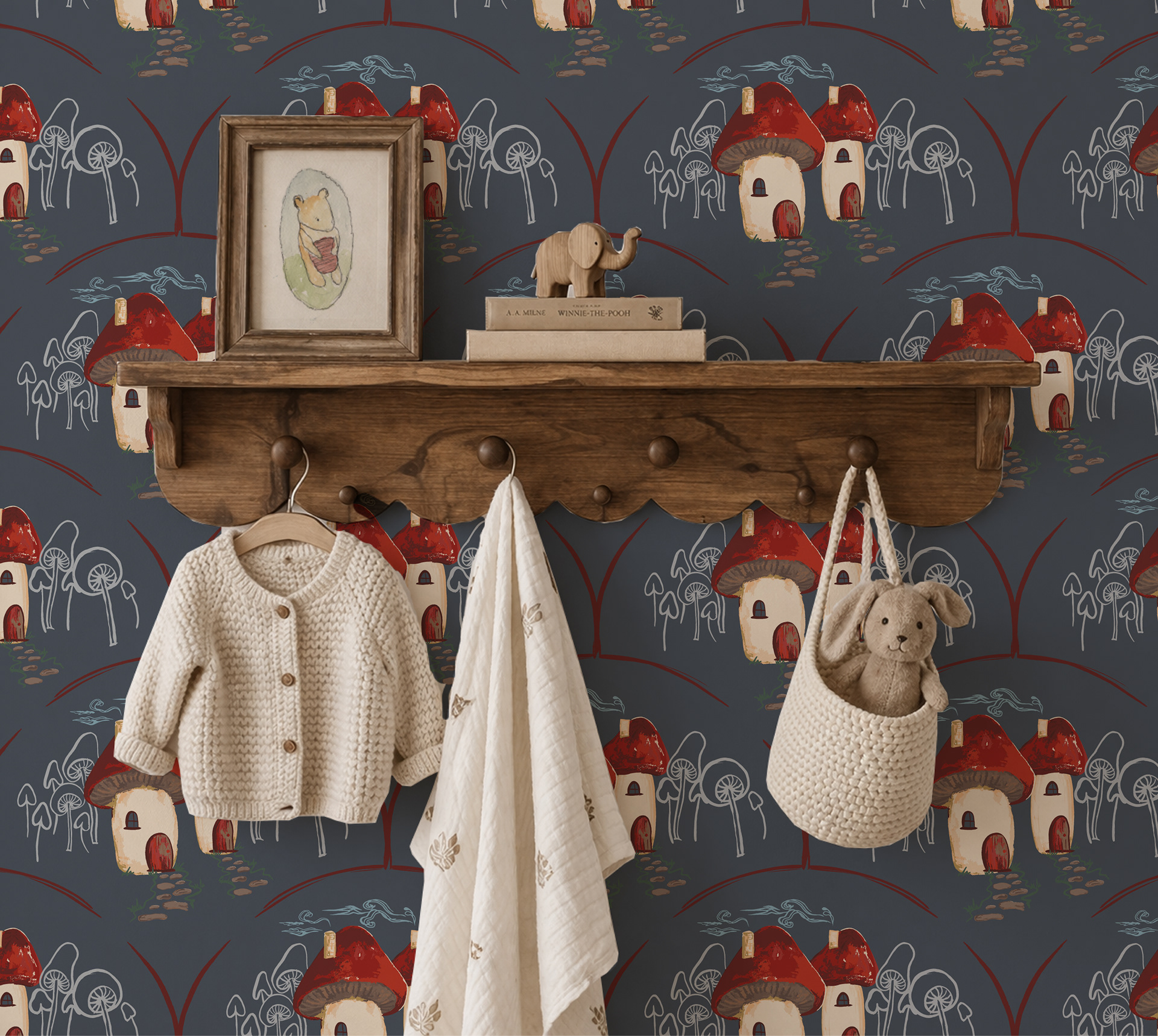 Toadstool Cottage Whimsy in Denim Blue