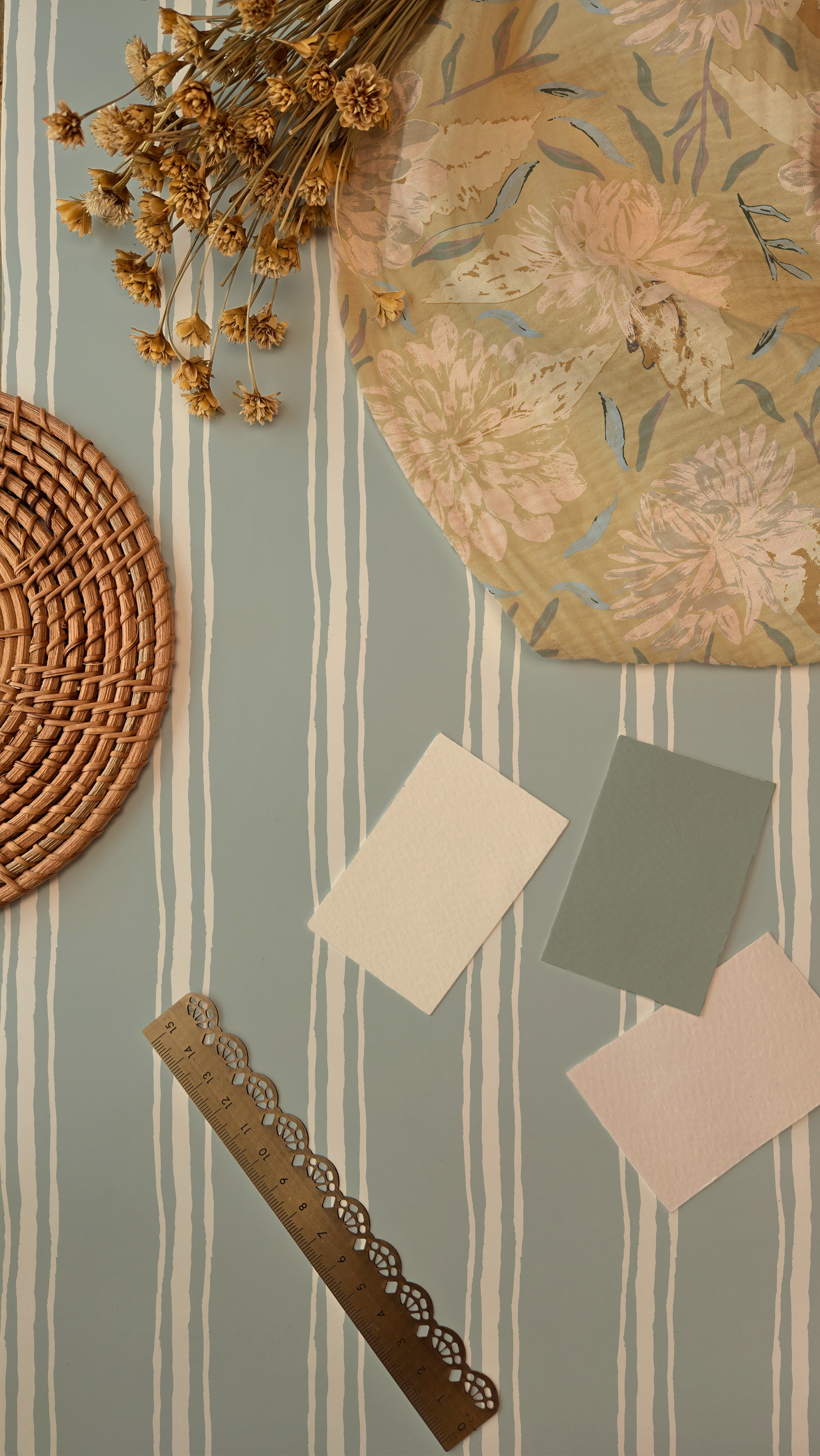 Where Dahlias Bloom in Vintage Tan Palette