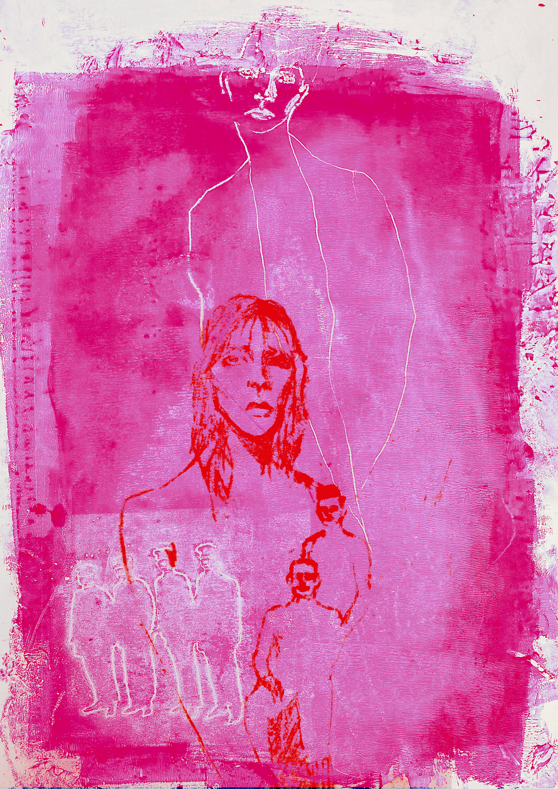 19 in pink, monotype, 2023