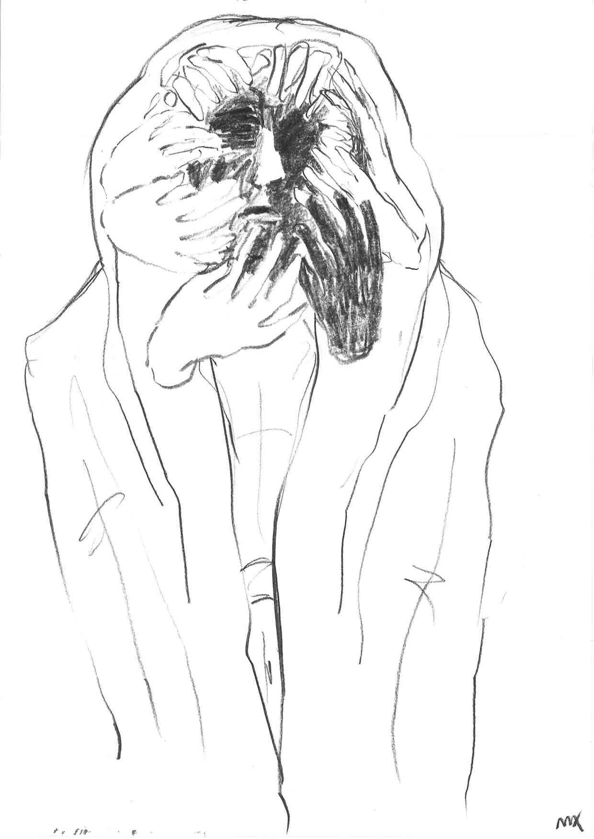 hand hood, graphite, 2022