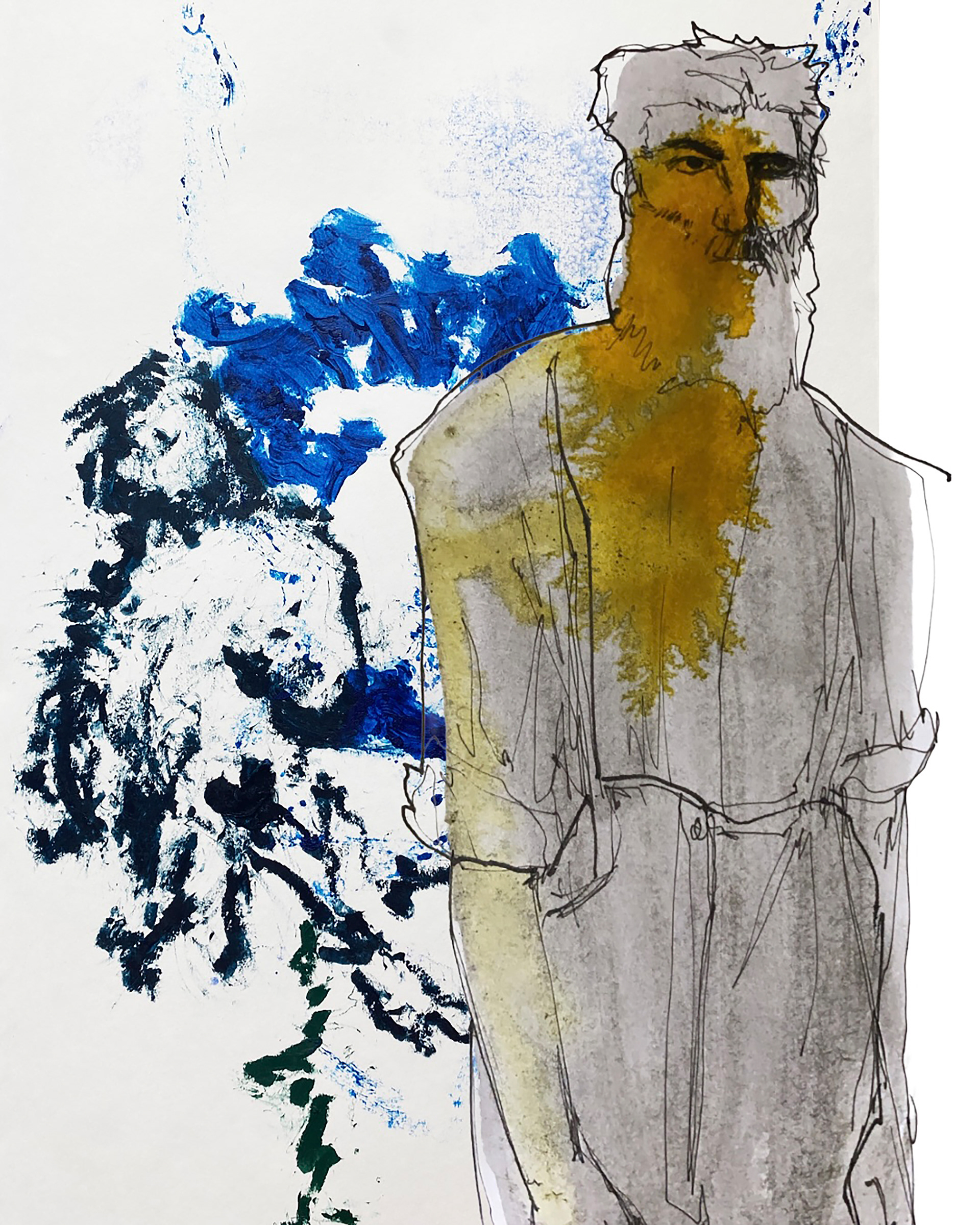 worker, pen/ ink/ oil, 2025