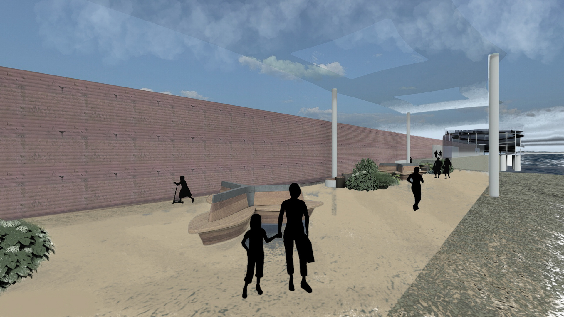 U.S. side of the communal space where loved ones may gather and rest prior to the journey into the observatory.