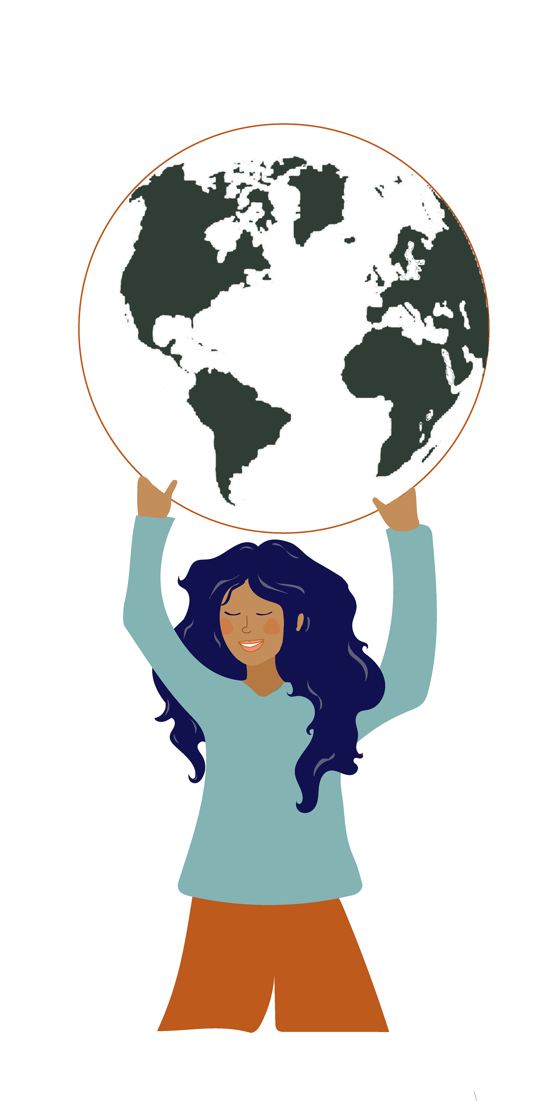 Final iteration of a woman holding a globe to emphasize women in STEM. I created this in Adobe Illustrator.