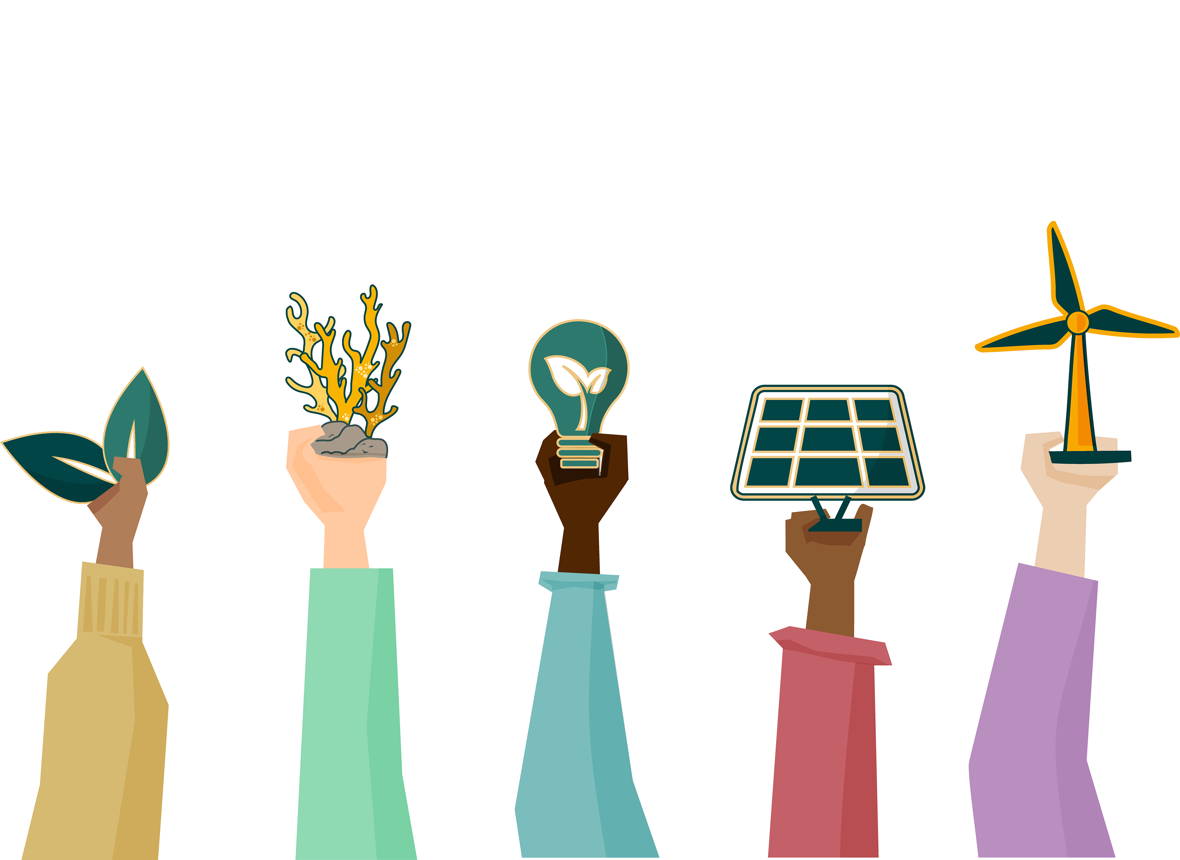 Final icon collateral, emphasizing renewable energy and climate change. The coral and wind turbine were hand drawn on ProCreate. All others were edited and finalized on Adobe Illustrator.