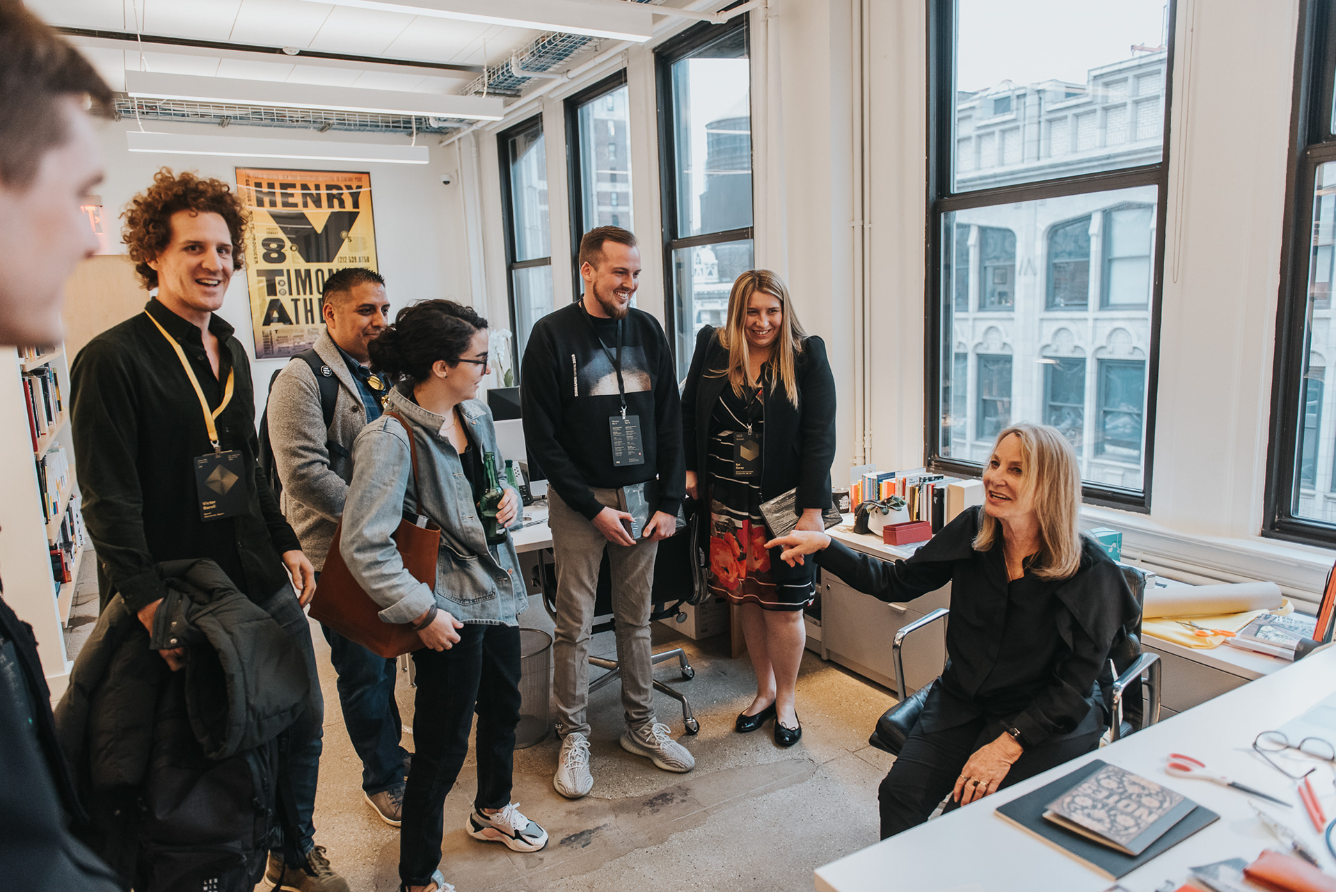Paula Scher welcomes 99U guests at the Pentagram offices
