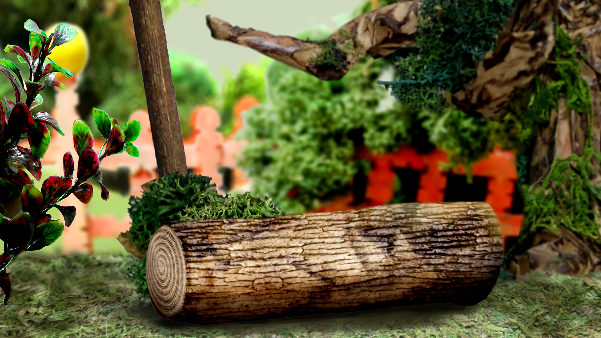 Digital background photo collage for The Monkey and the Popcorn.