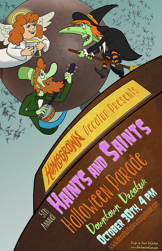 Poster design for Haints & Saints Halloween Parade.