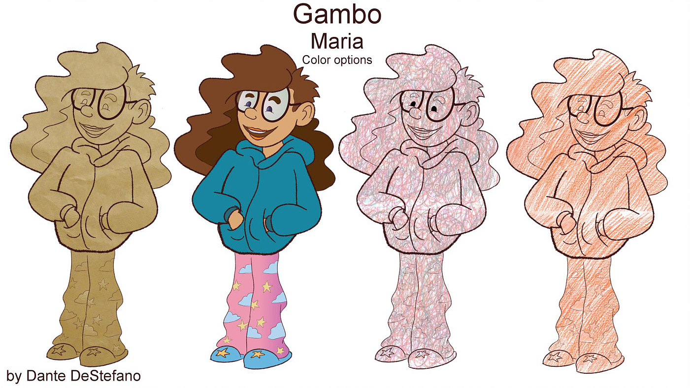 Character design color exploration for Airport Shorts, Gambo. Featured at the Hartsfield Jackson Airport.