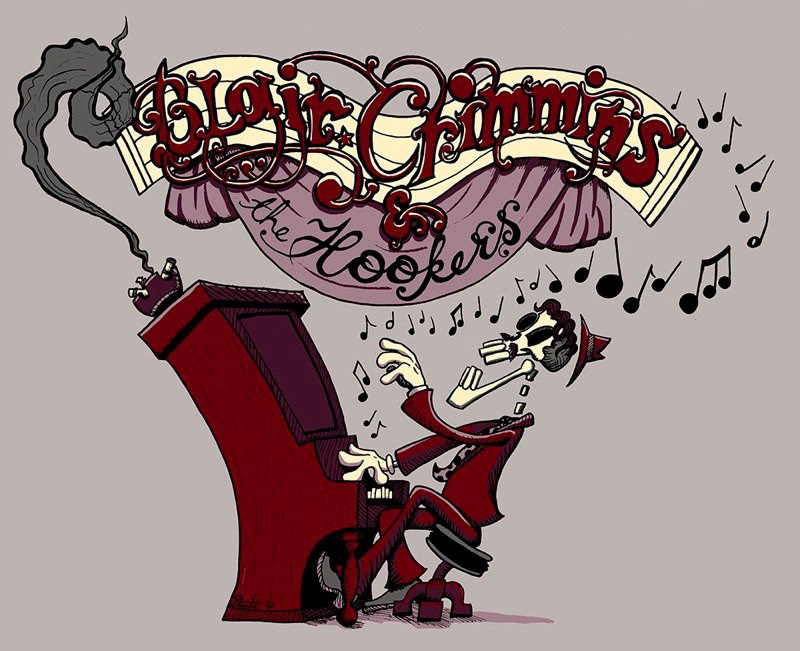 T-shirt and sticker design for Blair Crimmins & the Hookers.