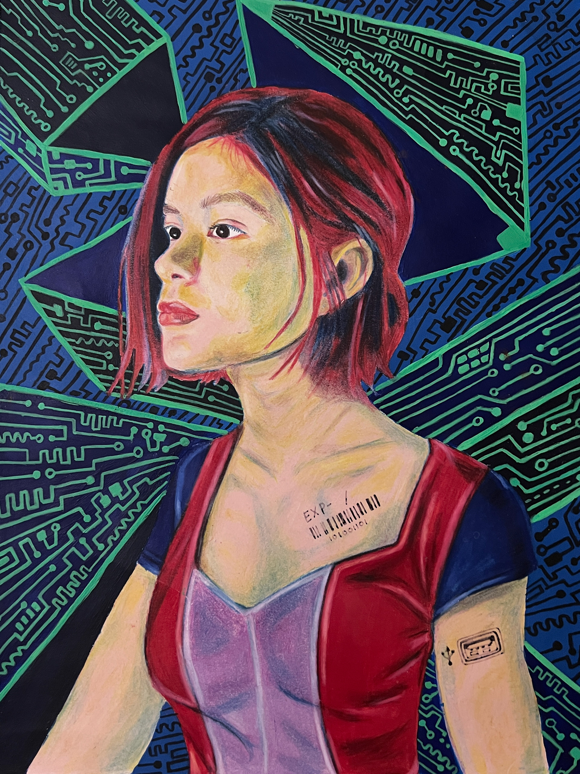 Pencil color and Acrylic 