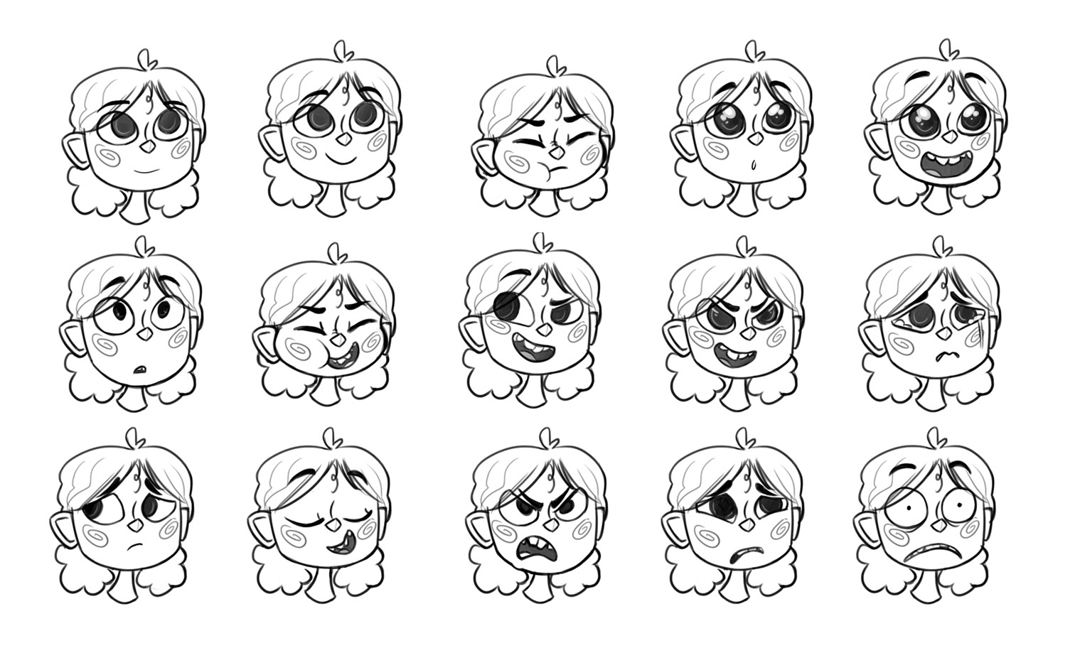 Character expressions for the short film Luciole