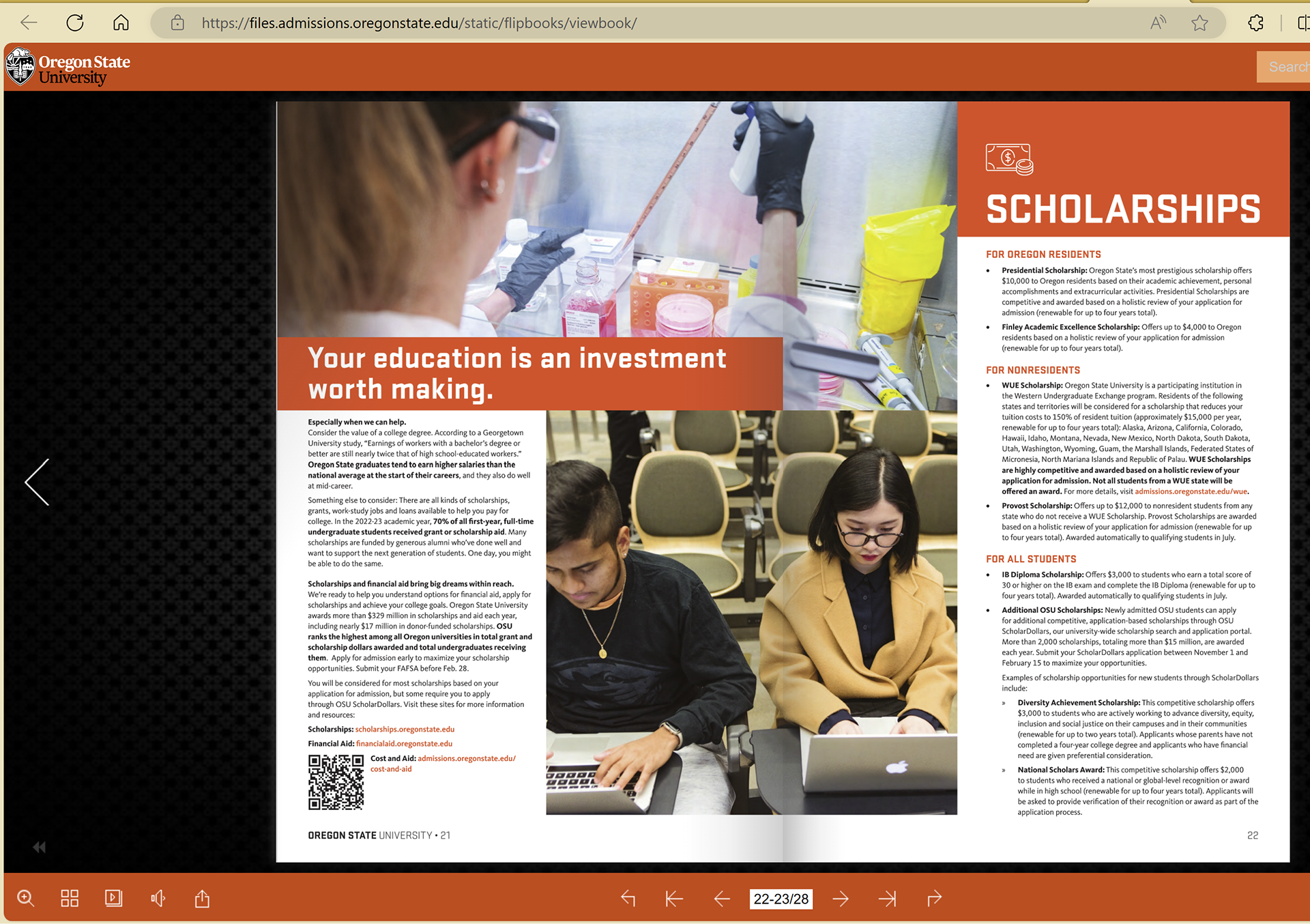 Photo of two students sitting in auditorium was taken by me. Featured in the OSU main viewbook.