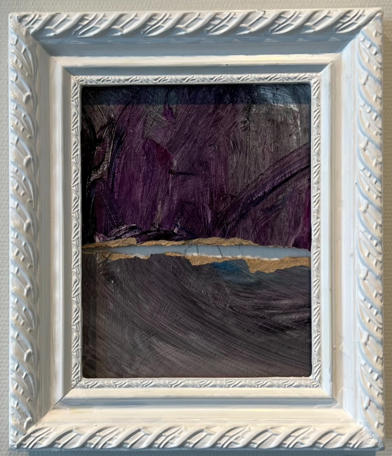 Raja, öljymaalaus levylle, lyijykynä,paperi ja kehys 35 x 30 cm, 2022