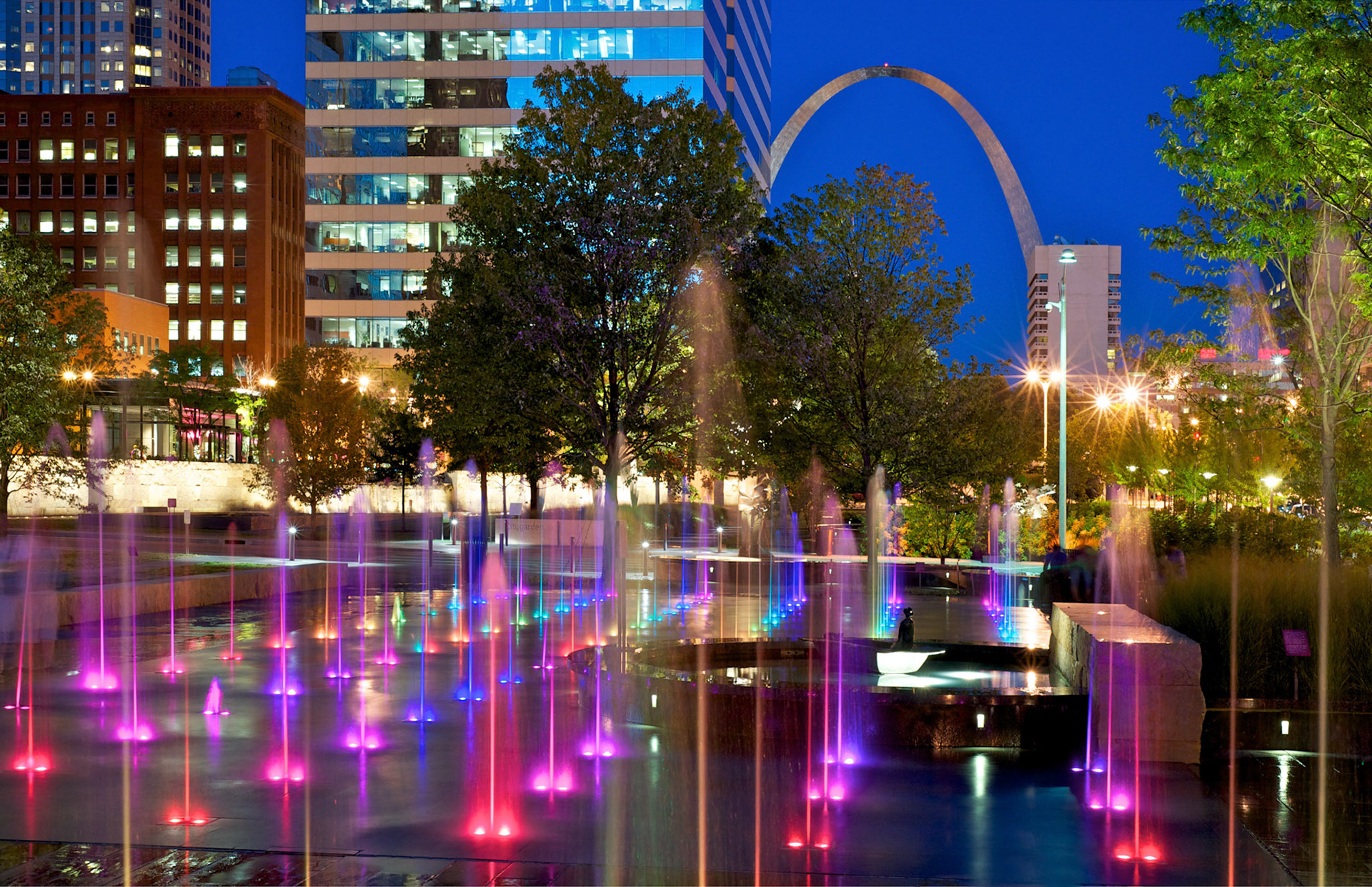 Citygarden in downtown St. Louis on August 16, 2010.