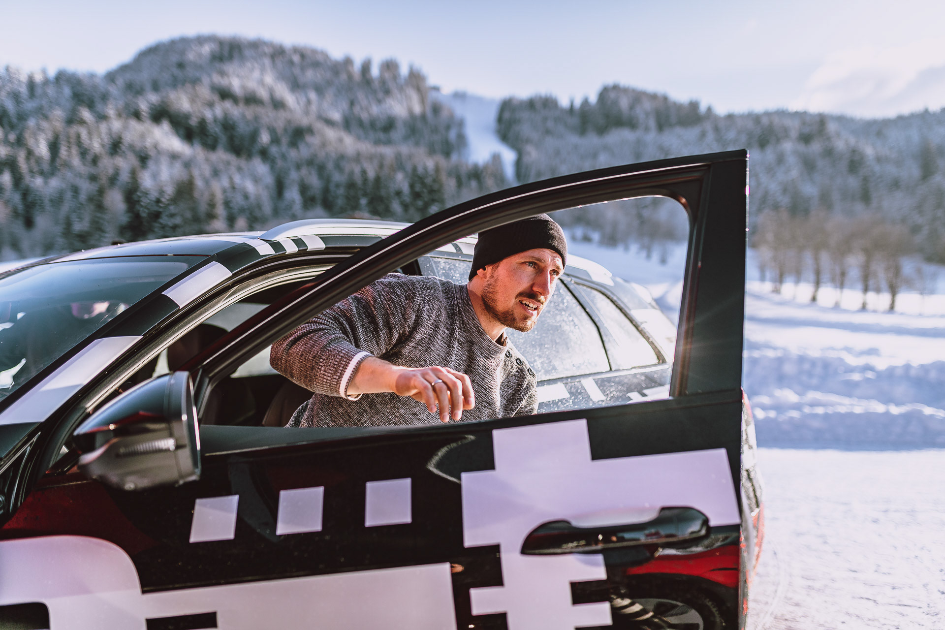 Marcel Hrischer with the Audi e-tron in Kitzbühel