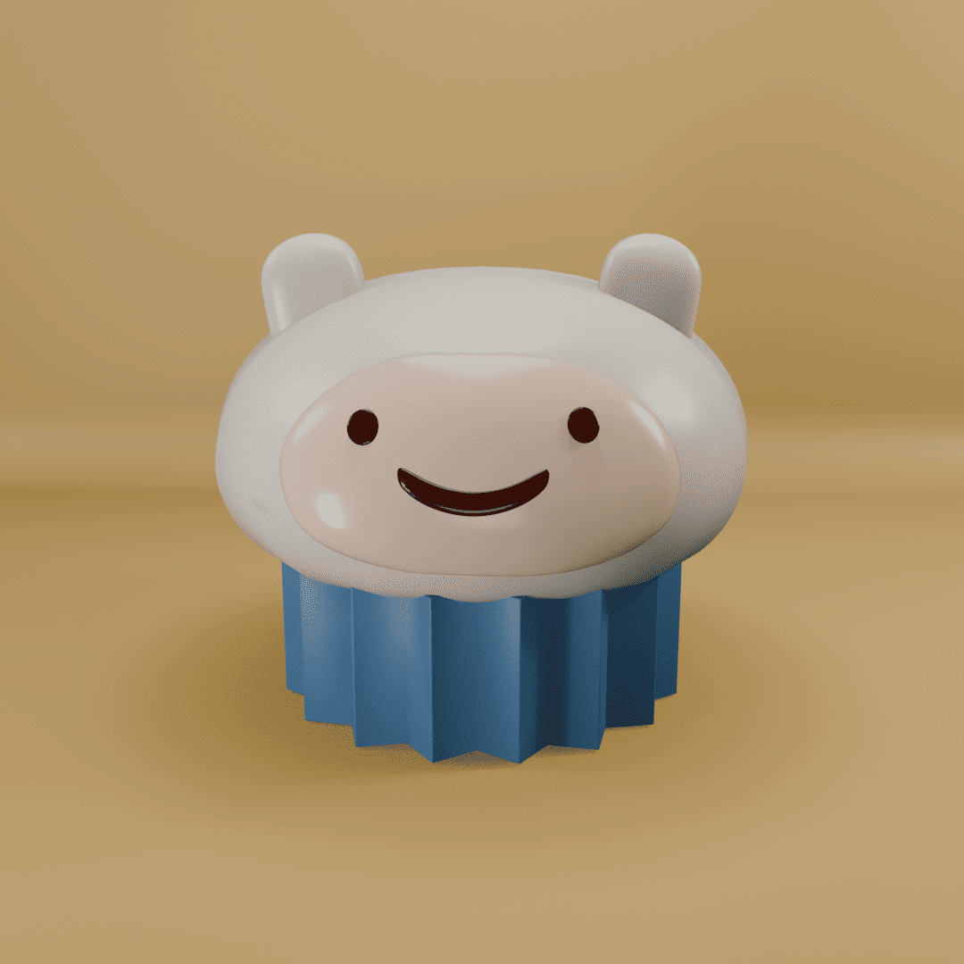 tried making a 3d render of finn cakes from adventure time