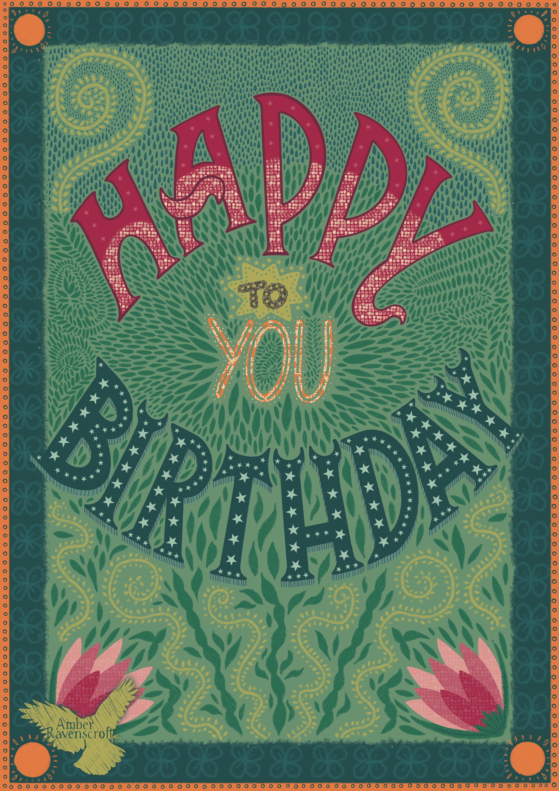 Hand Lettering, Happy Birthday Card