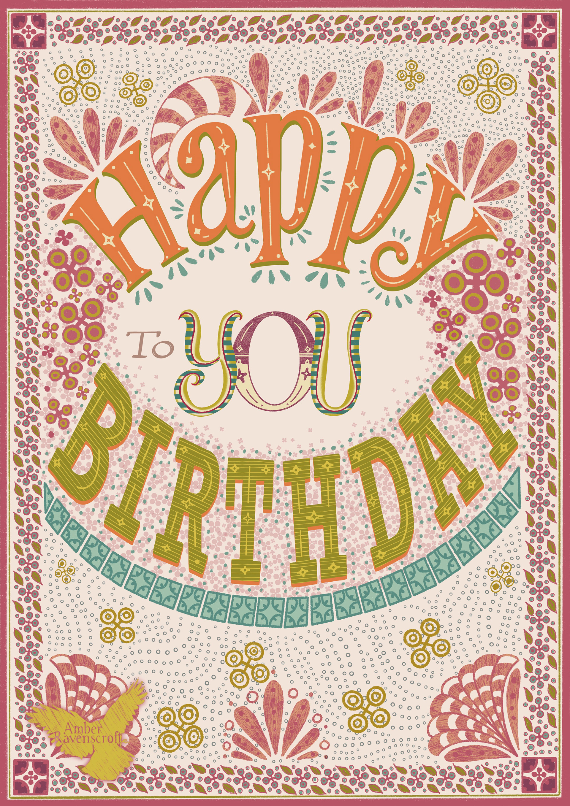 Happy Birthday Card Different Colour Version