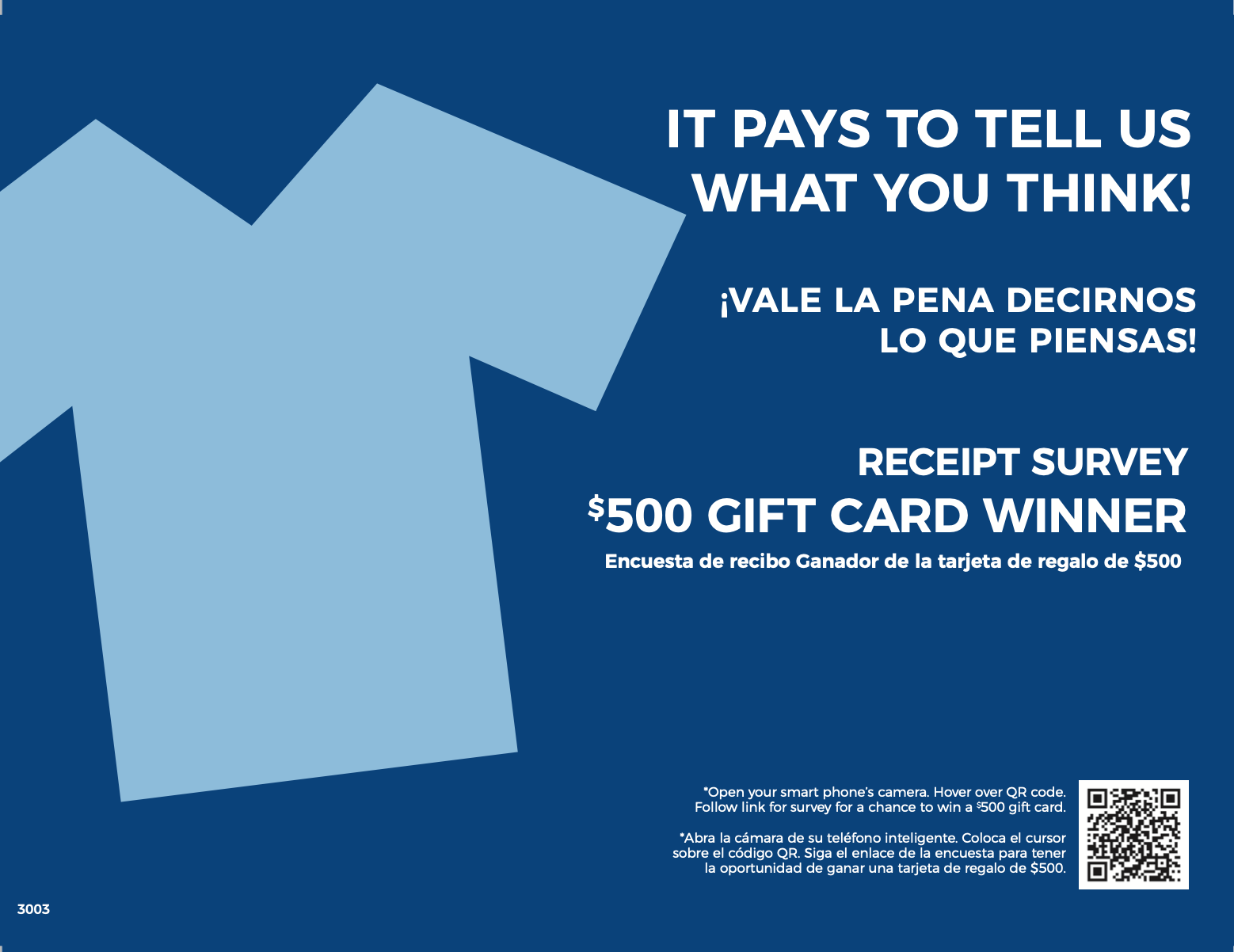 Receipt Survey  Winner for Each Month In-store Sign